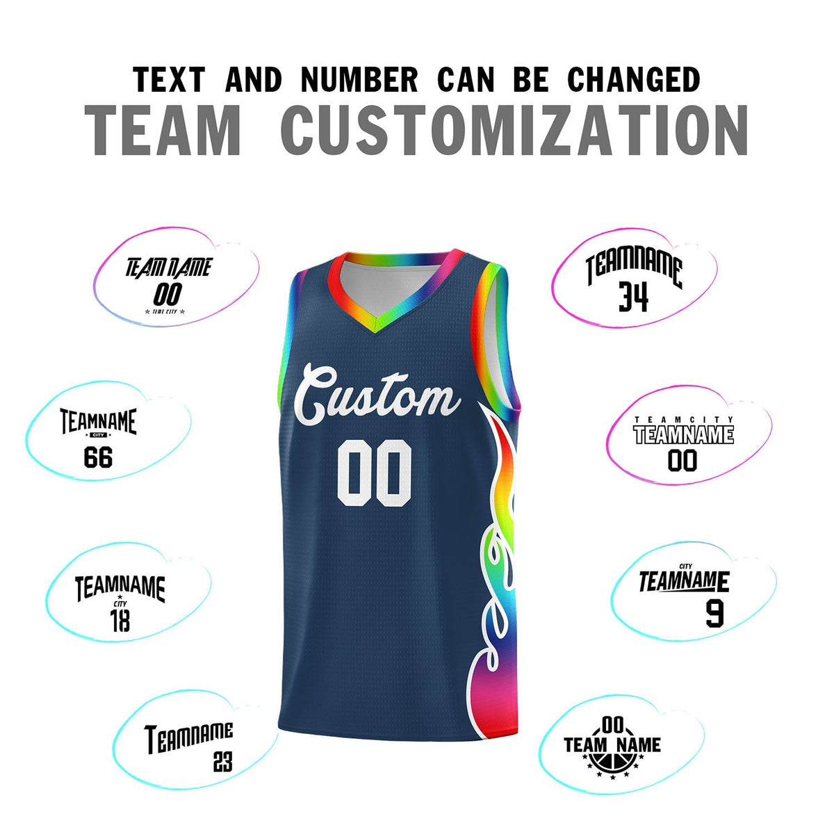 Custom Midnight Blue Side Flame Pattern Fashion Sports Uniform Basketball Jersey|KXKSHOP