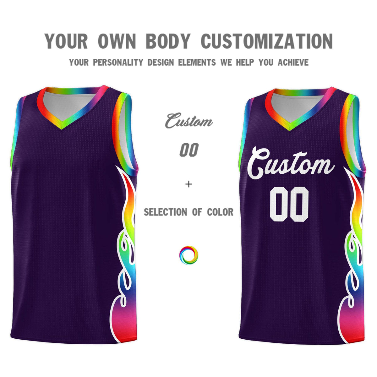 Custom Purple Side Flame Pattern Fashion Sports Uniform Basketball Jersey|KXKSHOP