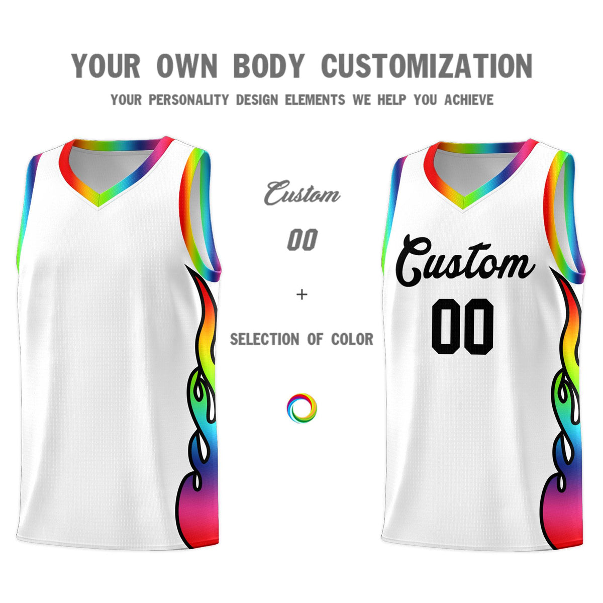 Custom White Side Flame Pattern Fashion Sports Uniform Basketball Jersey|KXKSHOP