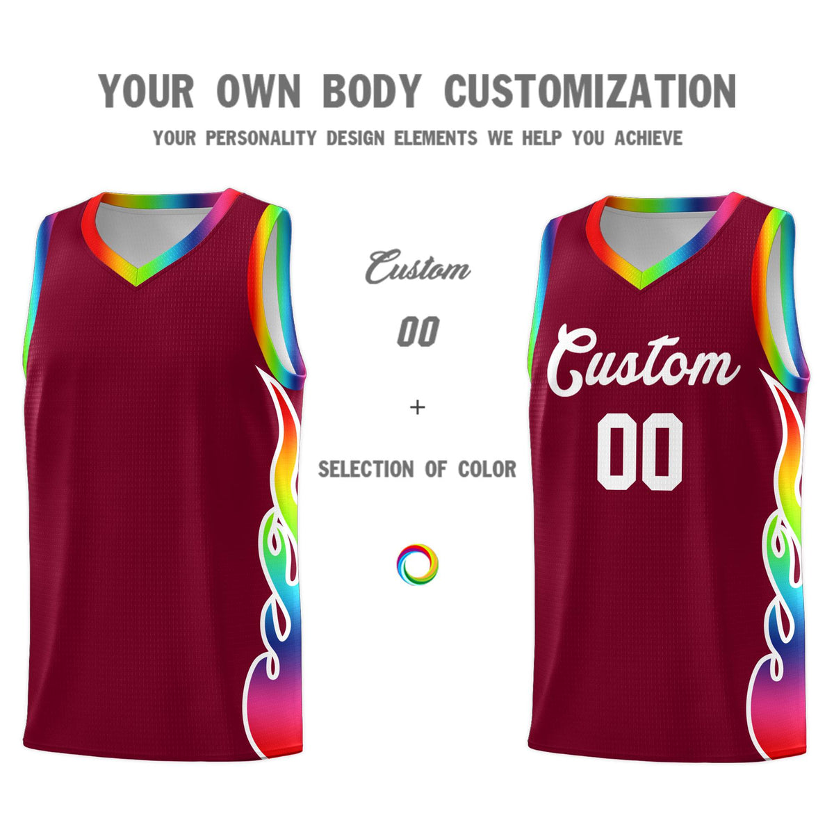 Custom Crimson Side Flame Pattern Fashion Sports Uniform Basketball Jersey|KXKSHOP