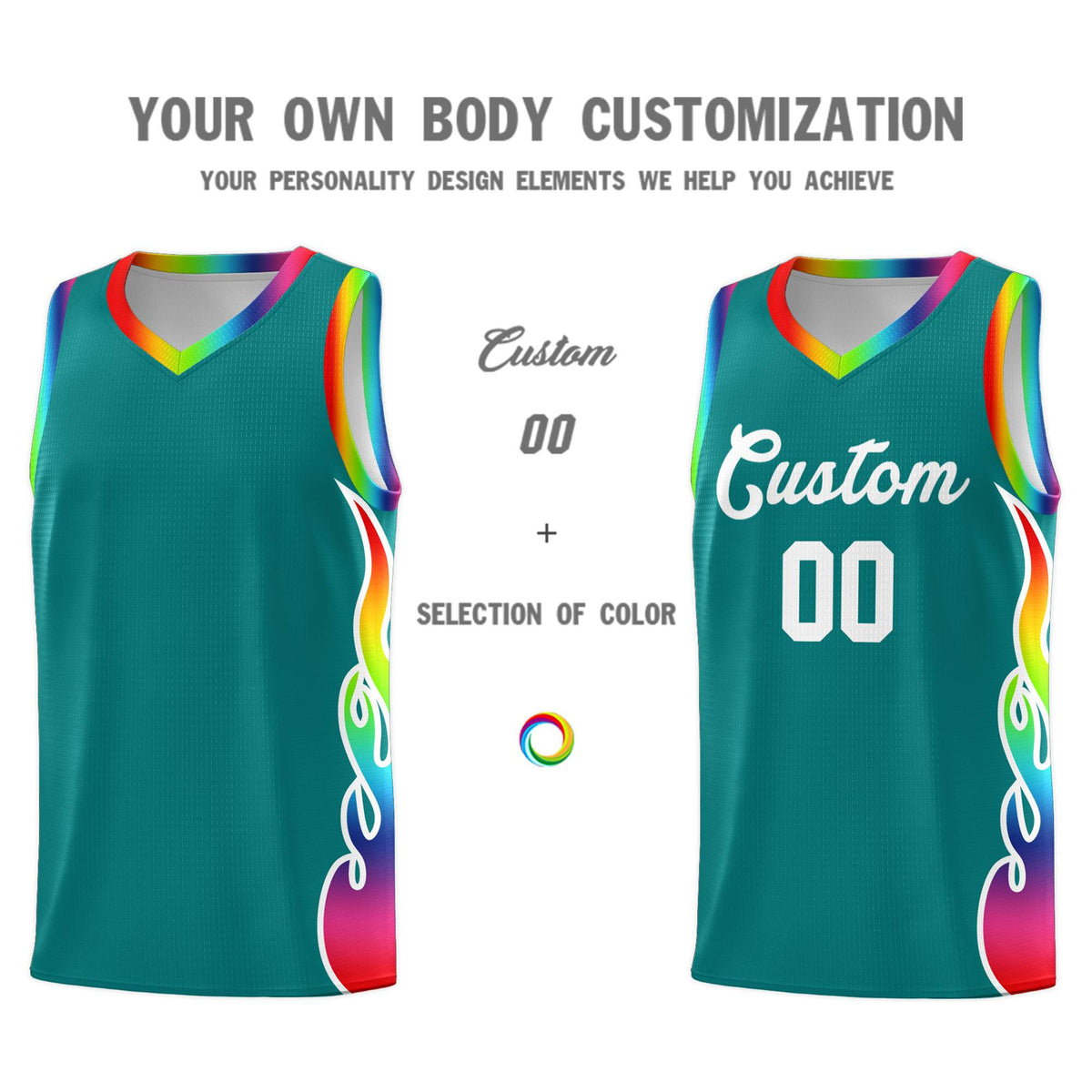 Custom Aqua Side Flame Pattern Fashion Sports Uniform Basketball Jersey|KXKSHOP
