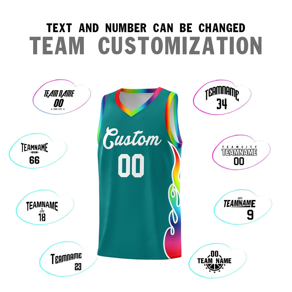 Custom Aqua Side Flame Pattern Fashion Sports Uniform Basketball Jersey|KXKSHOP
