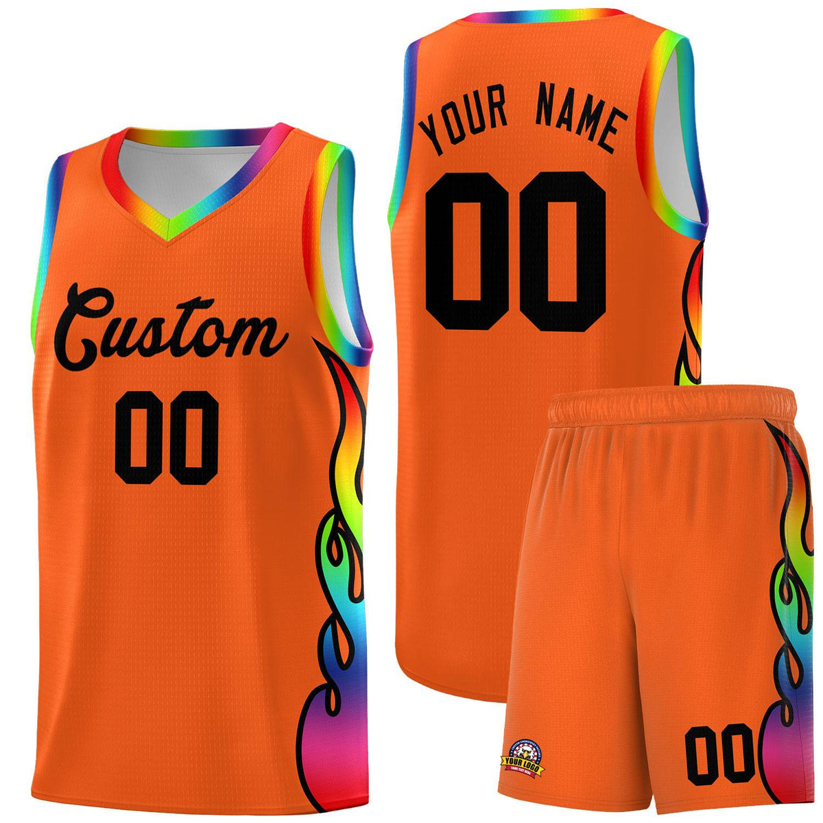 Custom Texas Orange Side Flame Pattern Fashion Sports Uniform Basketball Jersey|KXKSHOP