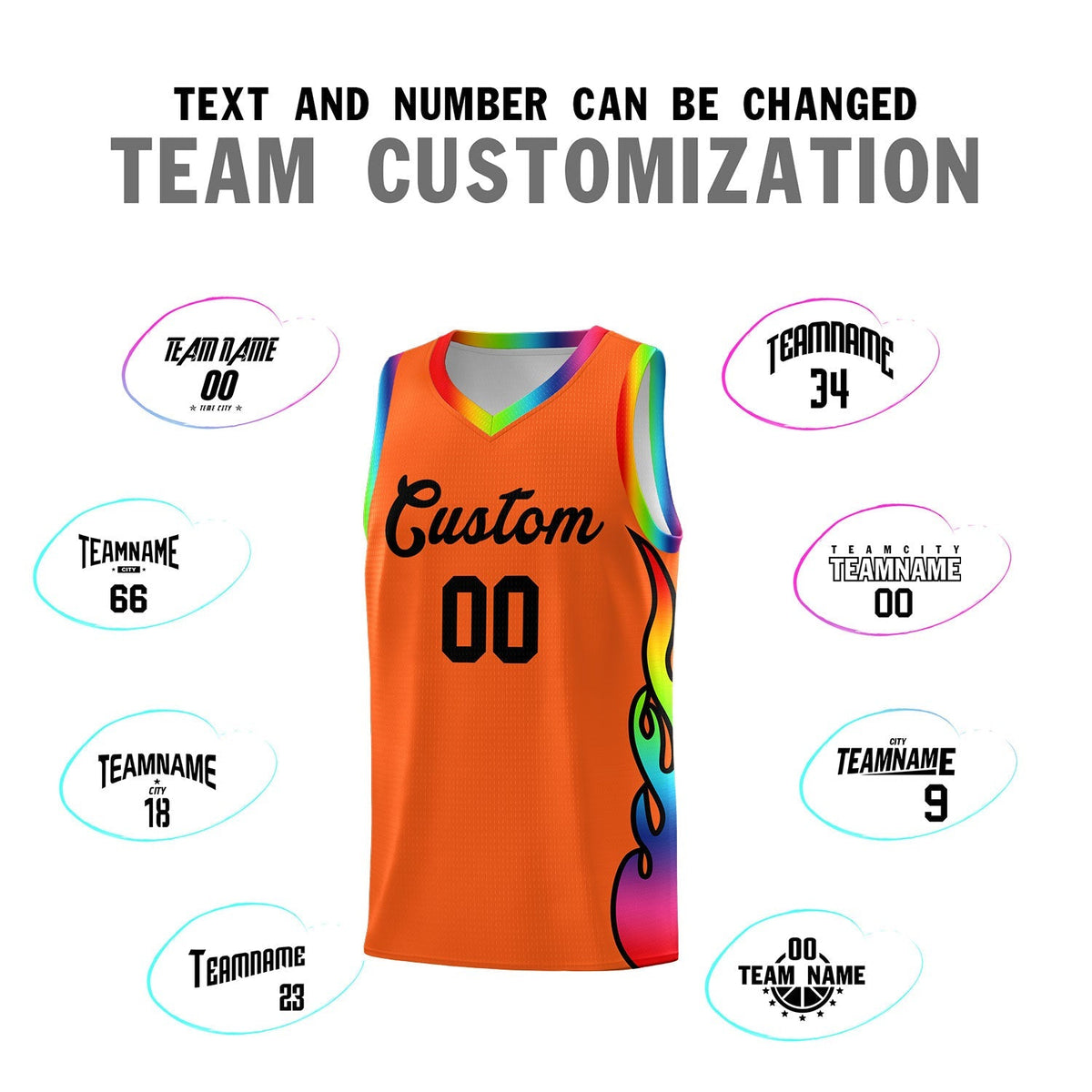 Custom Texas Orange Side Flame Pattern Fashion Sports Uniform Basketball Jersey|KXKSHOP