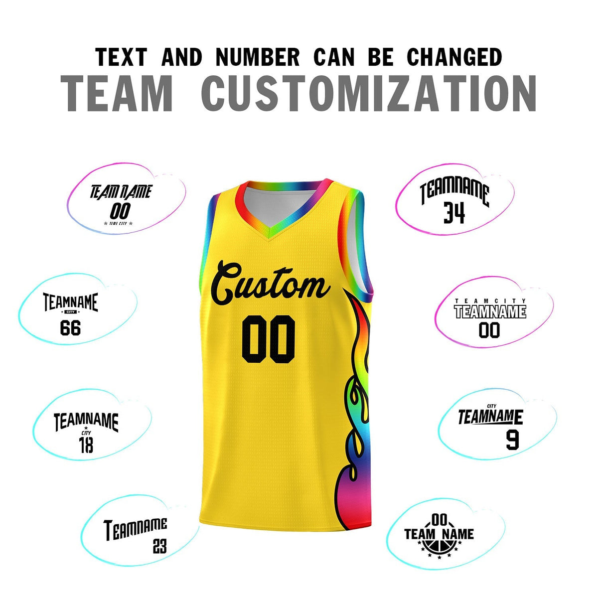 Custom Gold Side Flame Pattern Fashion Sports Uniform Basketball Jersey|KXKSHOP