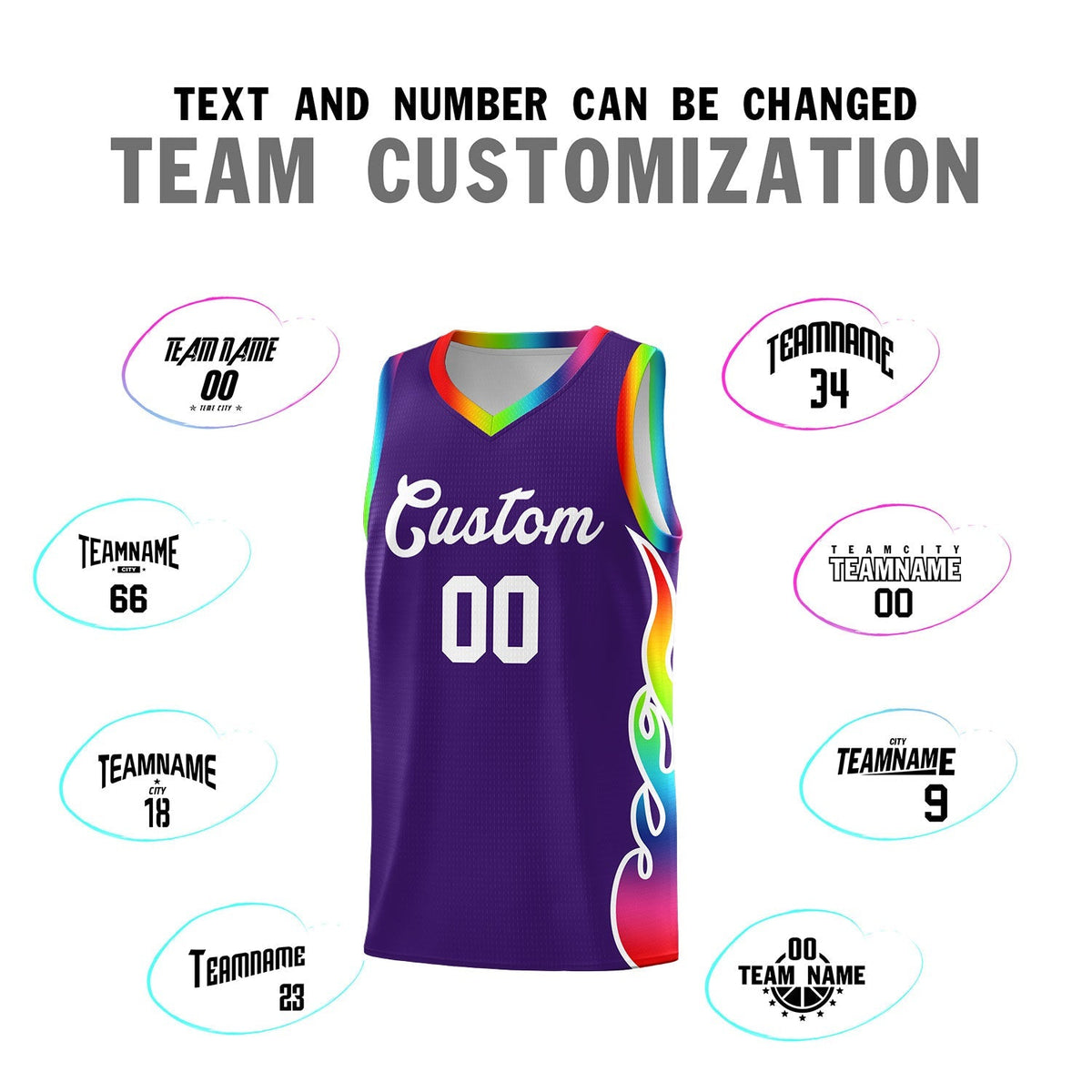 Custom Purple Side Flame Pattern Fashion Sports Uniform Basketball Jersey|KXKSHOP