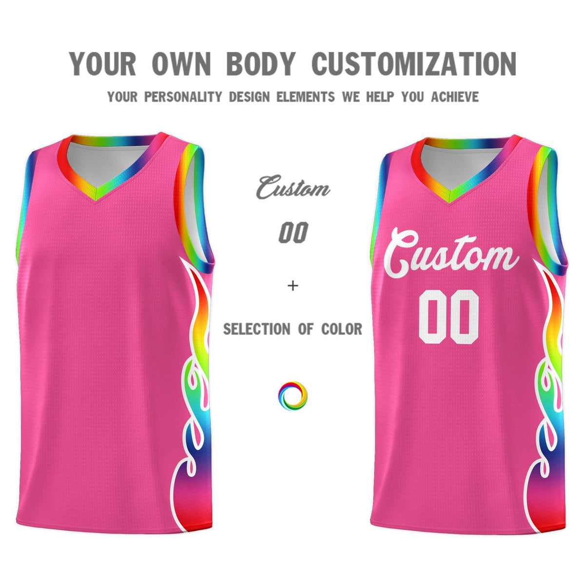 Custom Pink Side Flame Pattern Fashion Sports Uniform Basketball Jersey|KXKSHOP