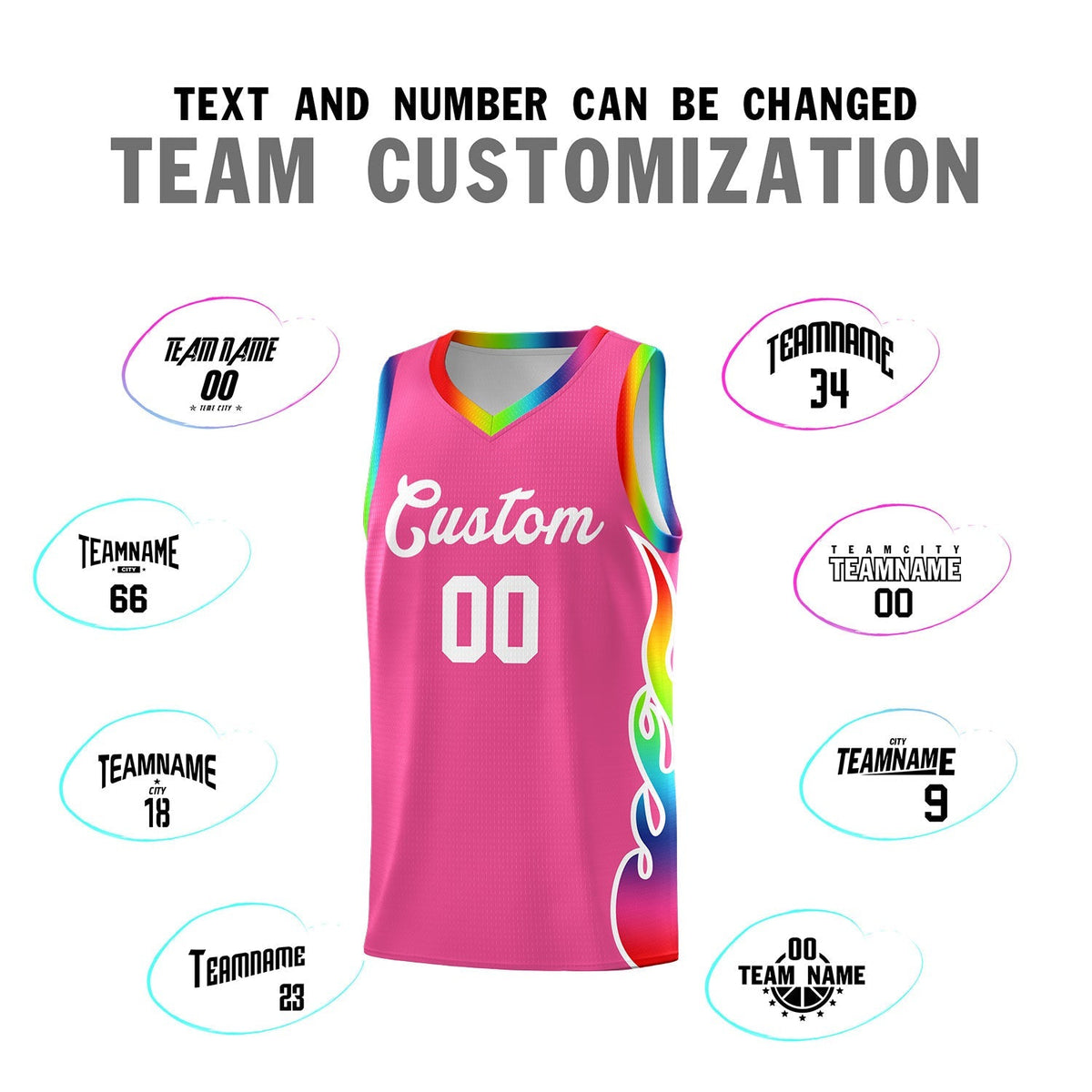 Custom Pink Side Flame Pattern Fashion Sports Uniform Basketball Jersey|KXKSHOP