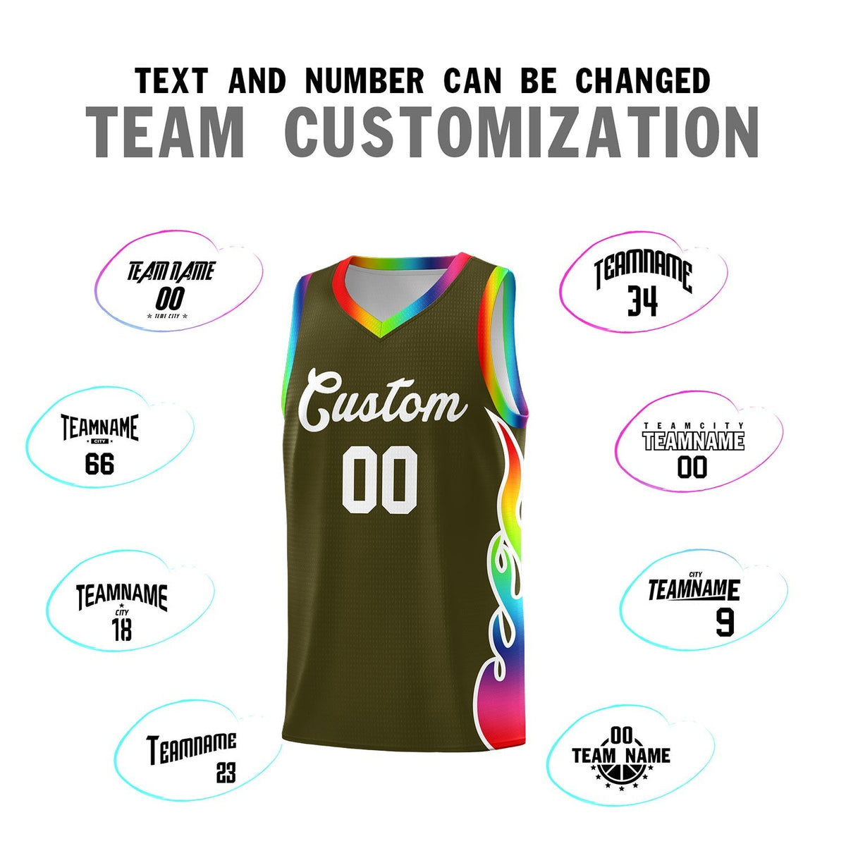 Custom Olive Side Flame Pattern Fashion Sports Uniform Basketball Jersey|KXKSHOP