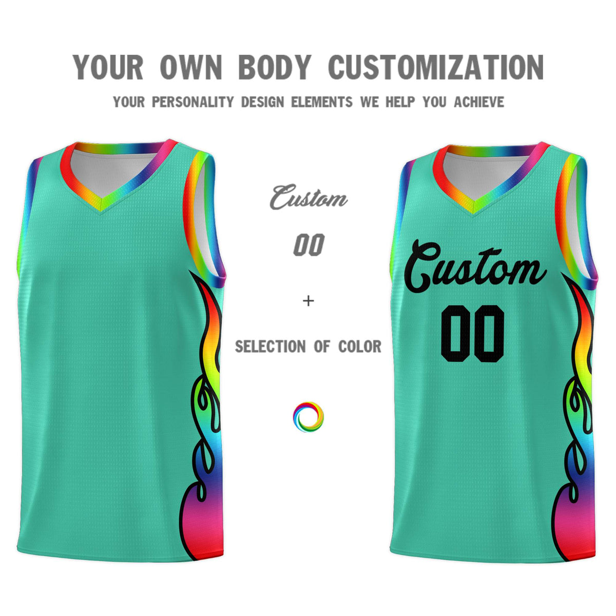 Custom Bright Green Side Flame Pattern Fashion Sports Uniform Basketball Jersey|KXKSHOP