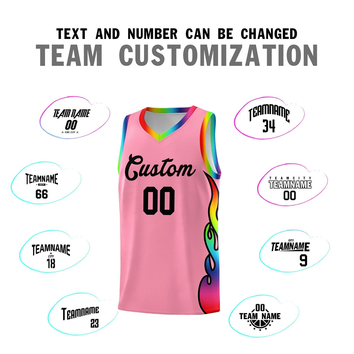 Custom Light Pink Side Flame Pattern Fashion Sports Uniform Basketball Jersey|KXKSHOP