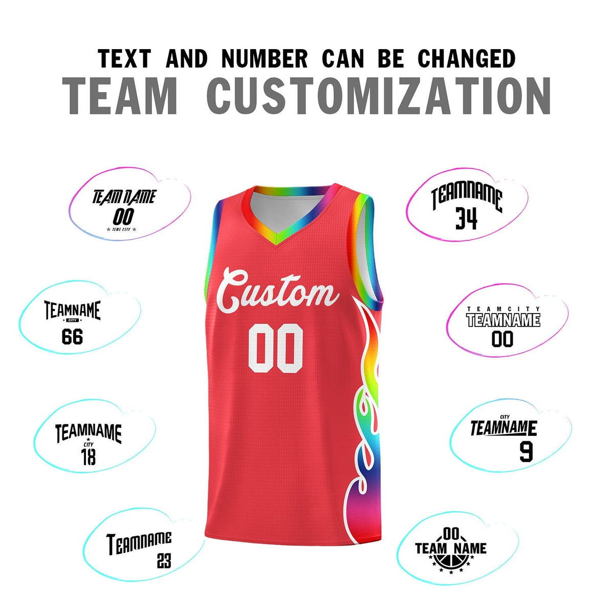 Custom Light Red Side Flame Pattern Fashion Sports Uniform Basketball Jersey|KXKSHOP