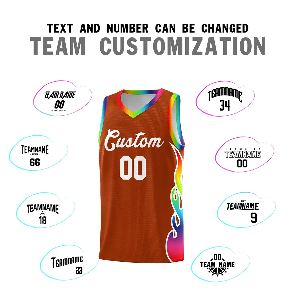 Custom Texas Orange Side Flame Pattern Fashion Sports Uniform Basketball Jersey|KXKSHOP