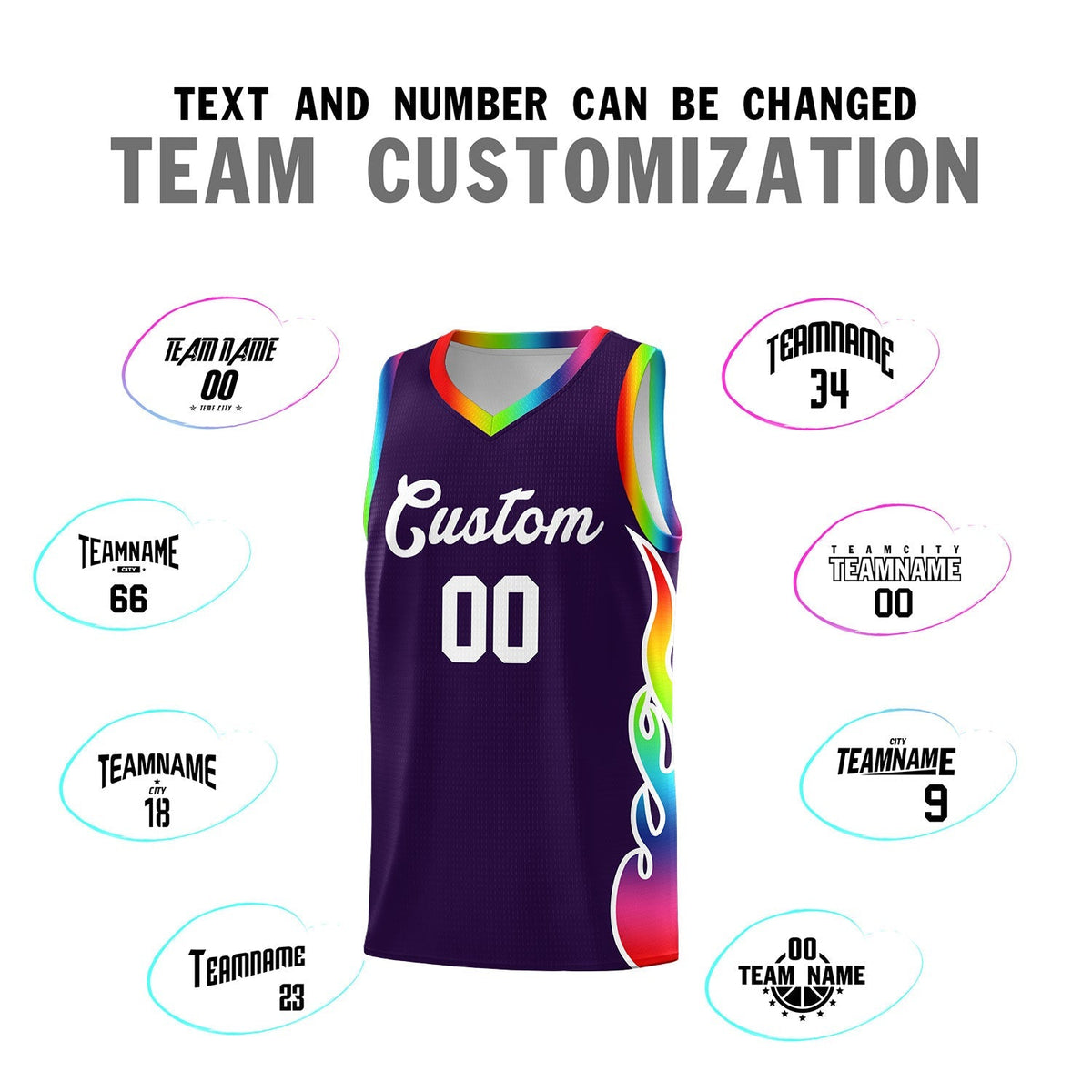 Custom Purple Side Flame Pattern Fashion Sports Uniform Basketball Jersey|KXKSHOP