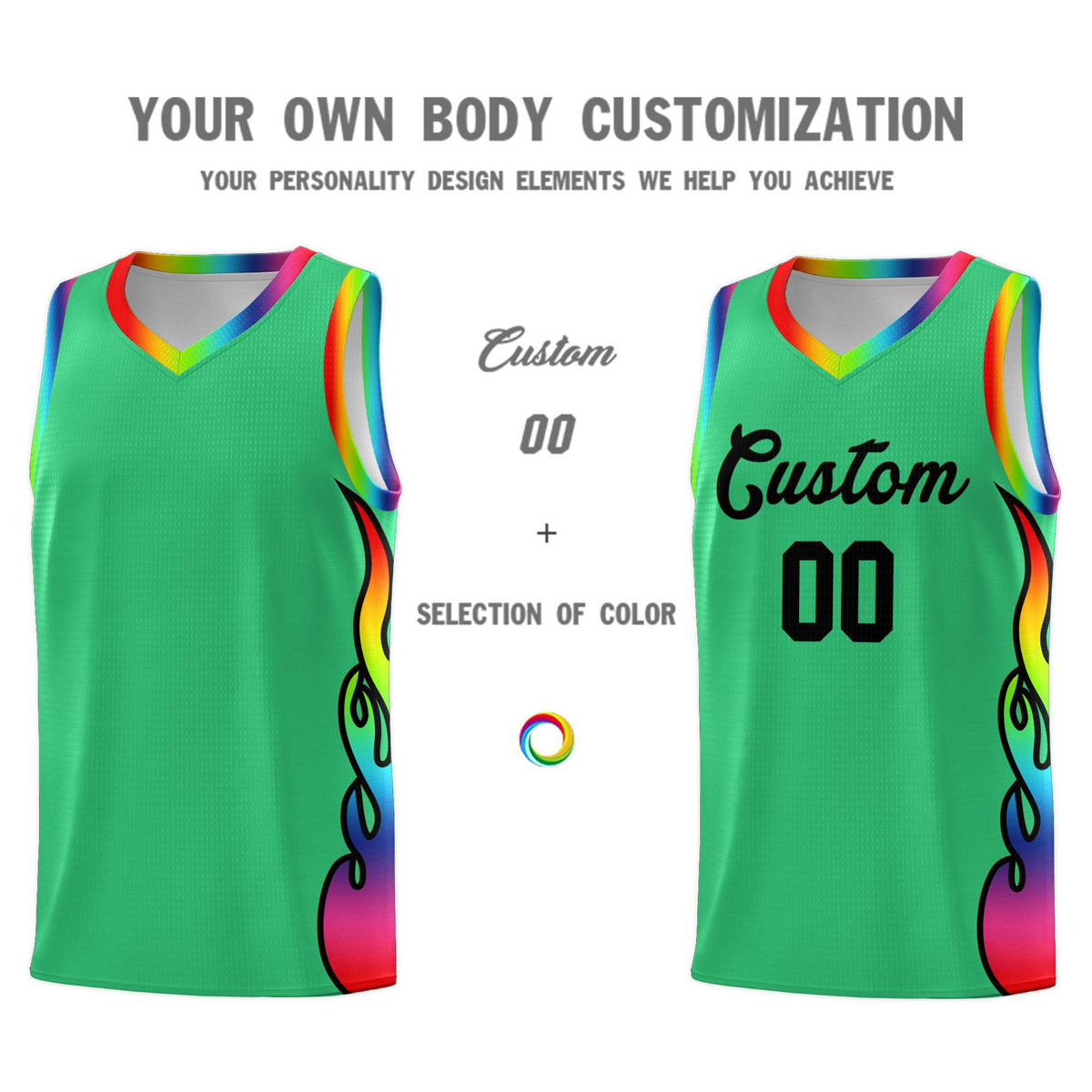 Custom Kelly Green Side Flame Pattern Fashion Sports Uniform Basketball Jersey|KXKSHOP