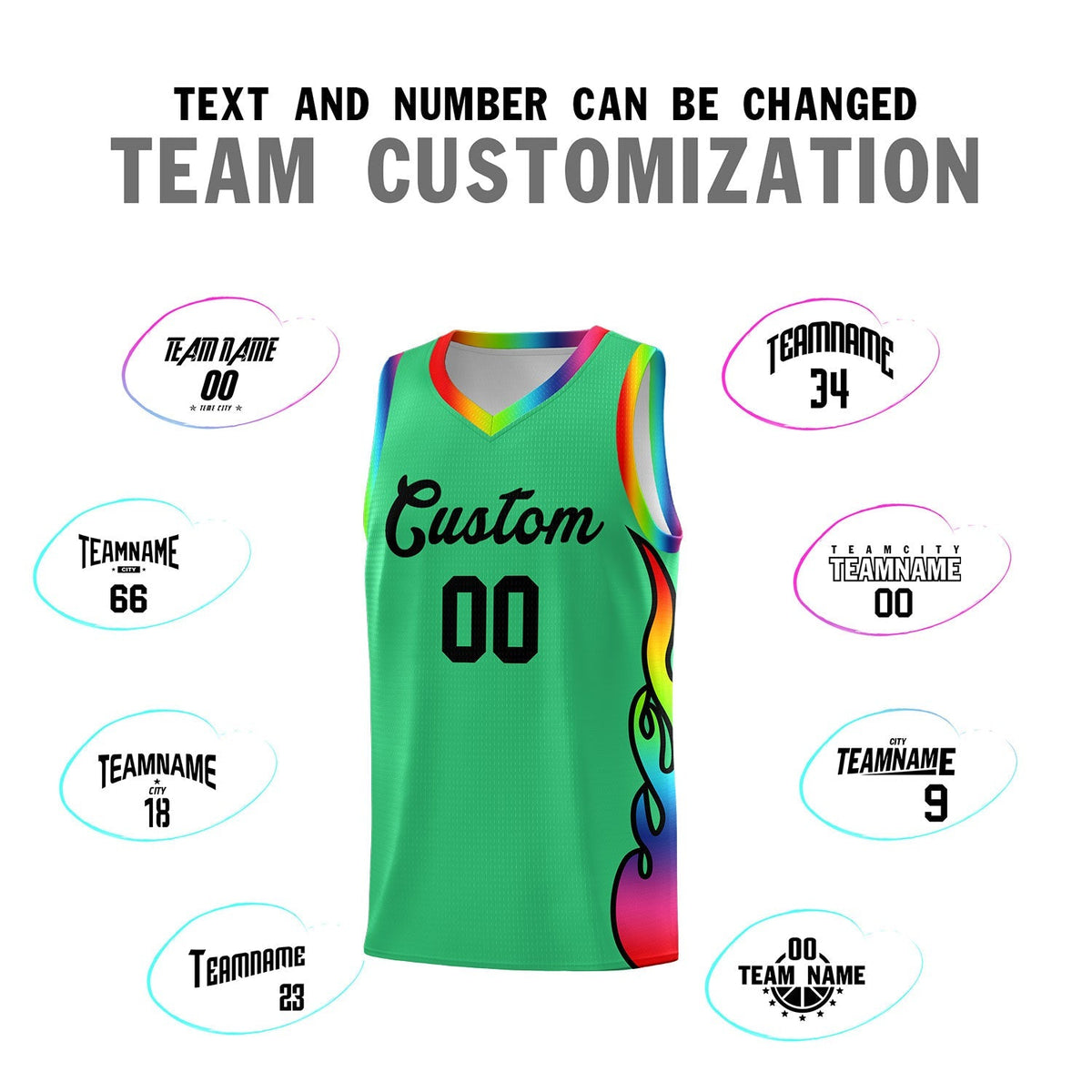 Custom Kelly Green Side Flame Pattern Fashion Sports Uniform Basketball Jersey|KXKSHOP