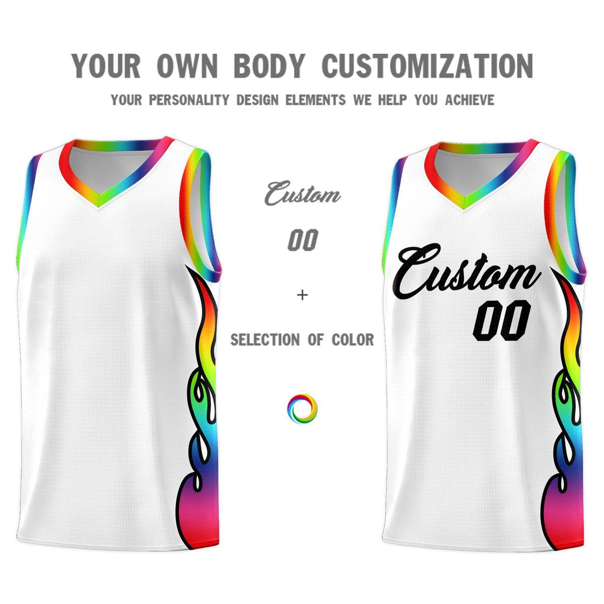Custom White Side Flame Pattern Fashion Sports Uniform Basketball Jersey|KXKSHOP
