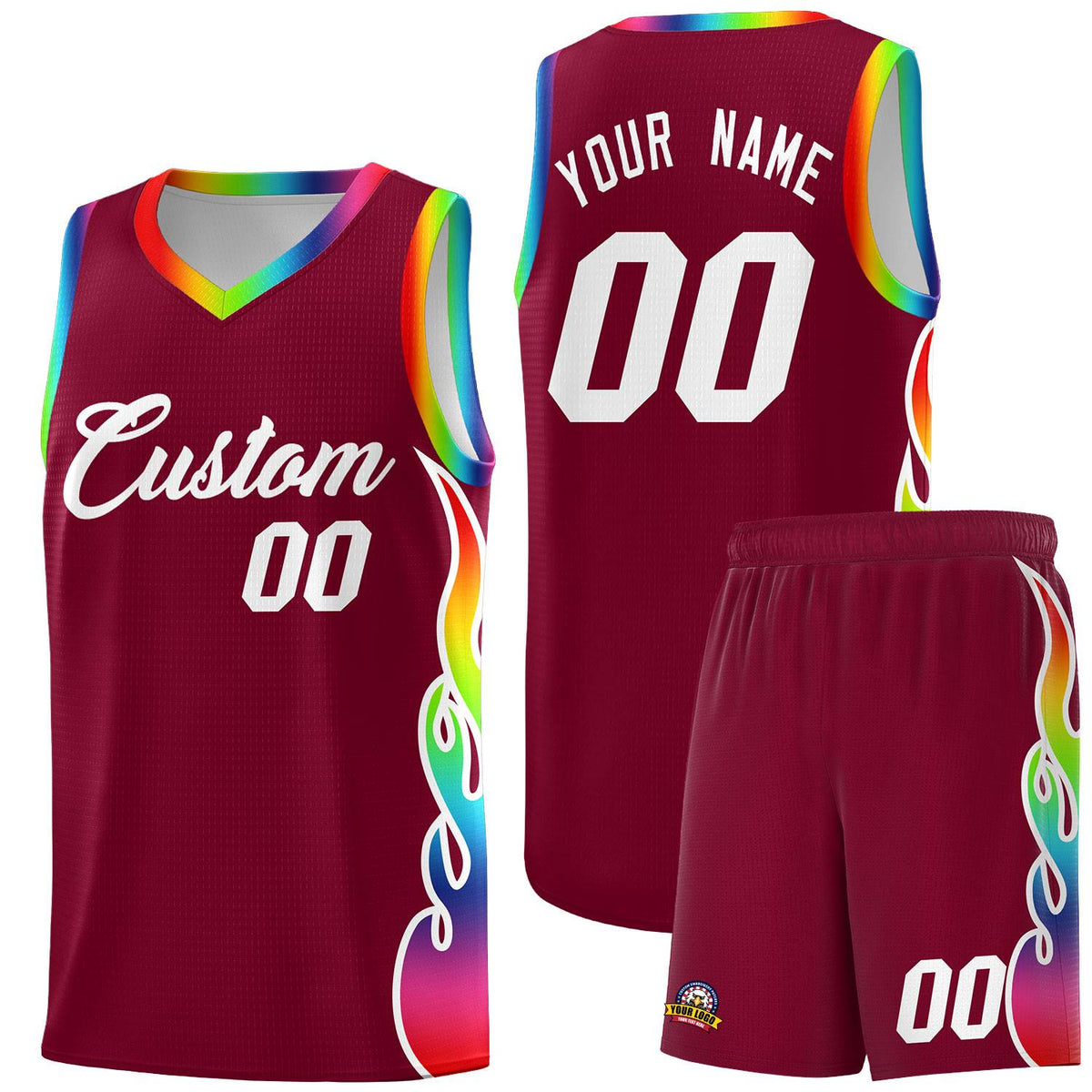 Custom Crimson Side Flame Pattern Fashion Sports Uniform Basketball Jersey|KXKSHOP