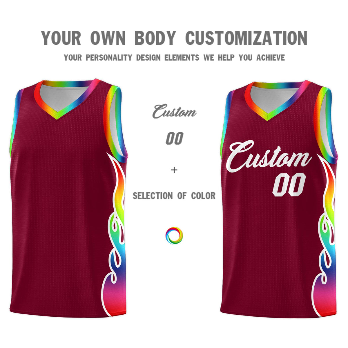 Custom Crimson Side Flame Pattern Fashion Sports Uniform Basketball Jersey|KXKSHOP