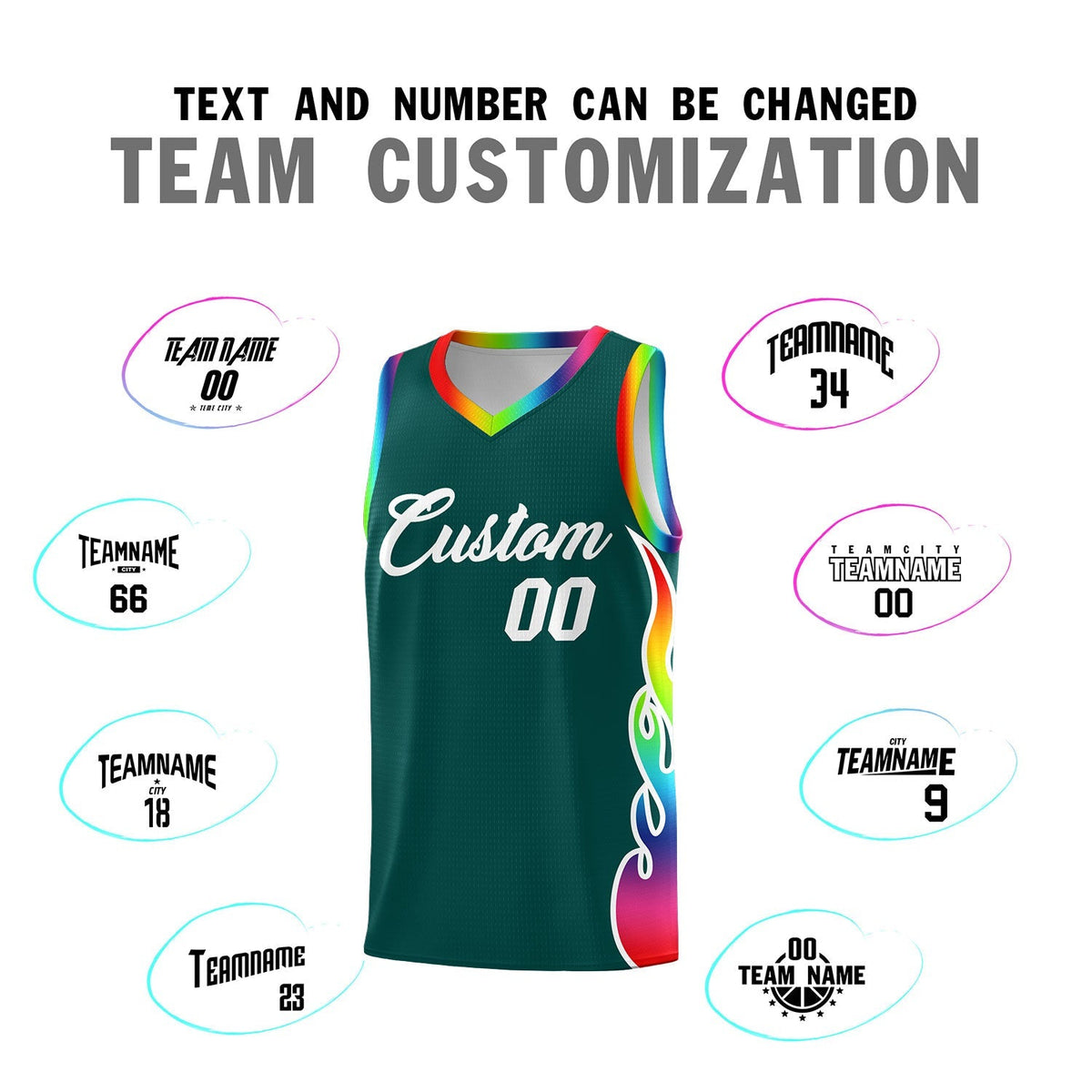 Custom Midnight Green Side Flame Pattern Fashion Sports Uniform Basketball Jersey|KXKSHOP