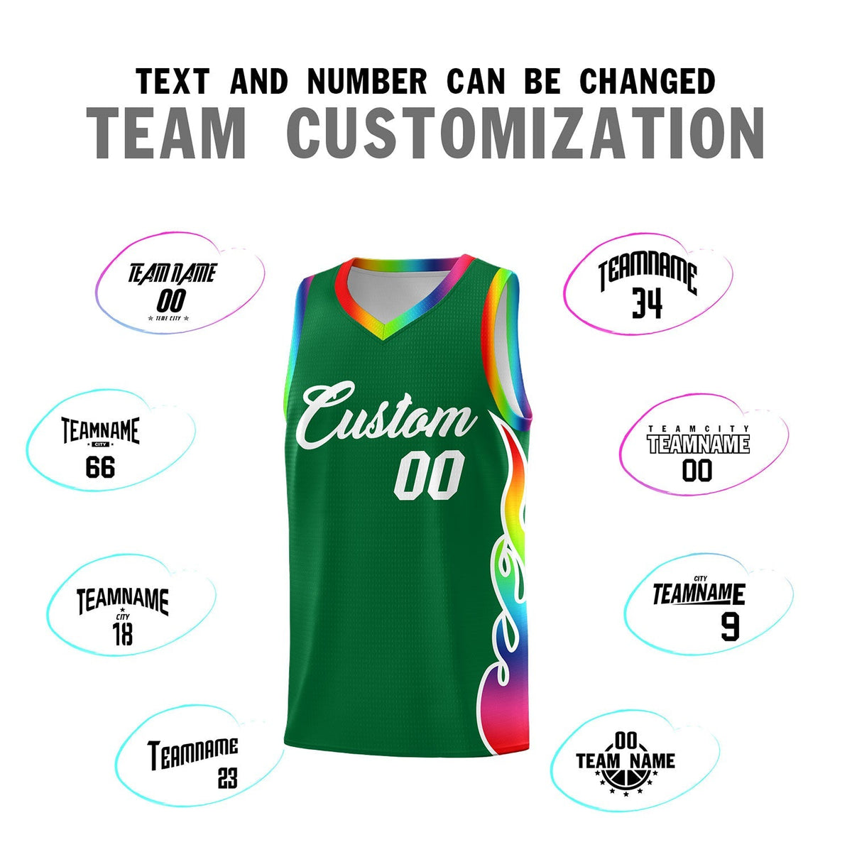 Custom Kelly Green Side Flame Pattern Fashion Sports Uniform Basketball Jersey|KXKSHOP