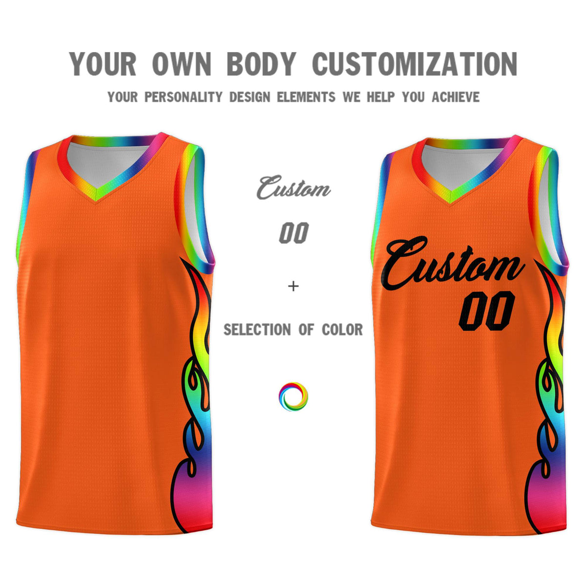 Custom Texas Orange Side Flame Pattern Fashion Sports Uniform Basketball Jersey|KXKSHOP