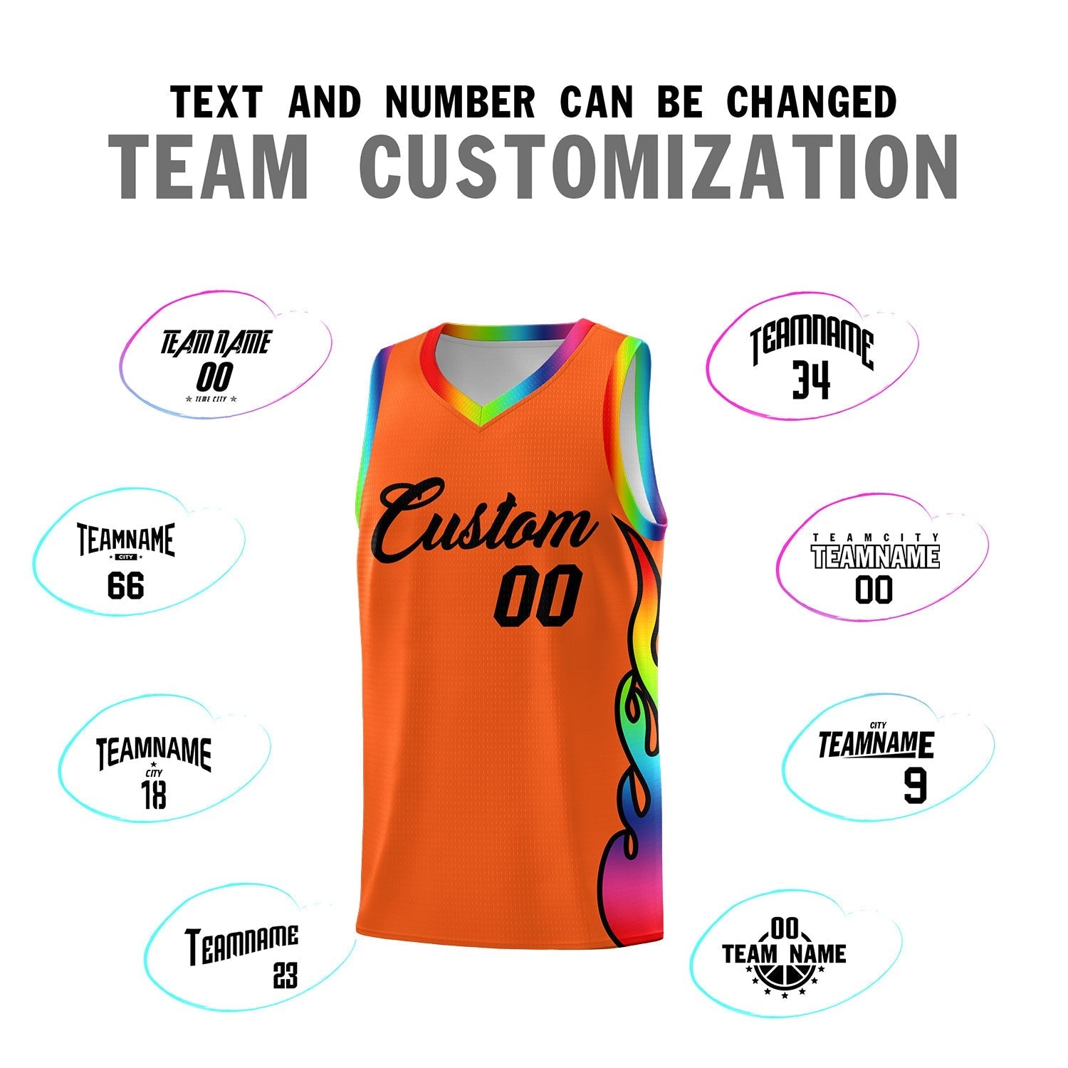 Custom Texas Orange Side Flame Pattern Fashion Sports Uniform Basketball Jersey|KXKSHOP