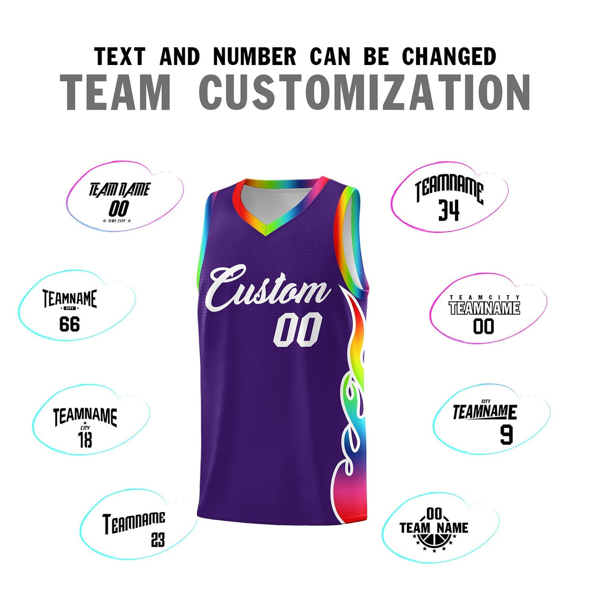 Custom Purple Side Flame Pattern Fashion Sports Uniform Basketball Jersey|KXKSHOP