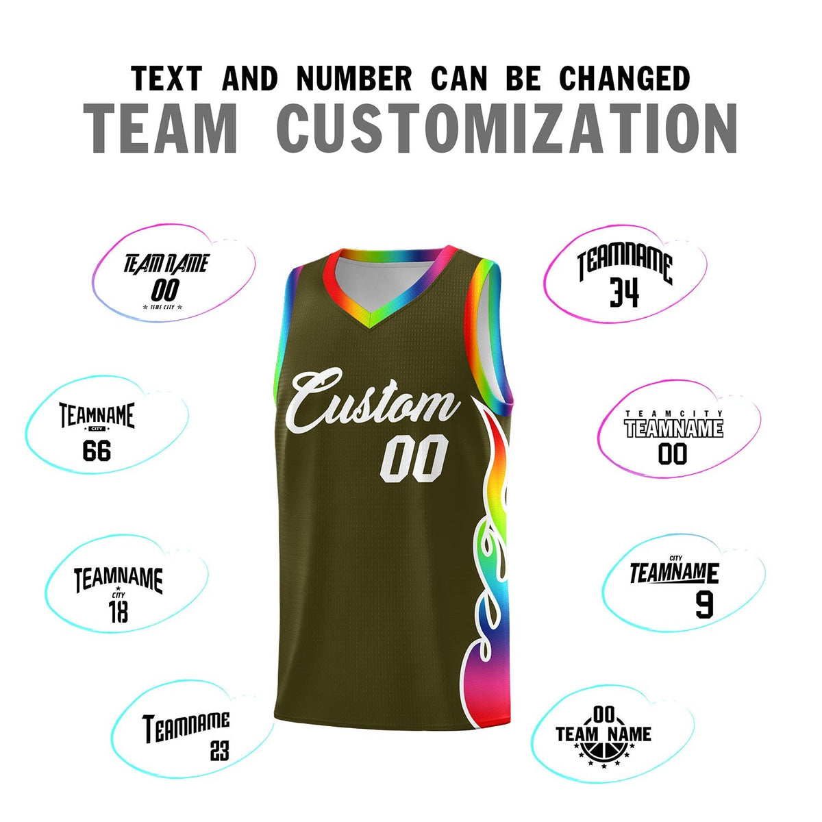 Custom Olive Side Flame Pattern Fashion Sports Uniform Basketball Jersey|KXKSHOP