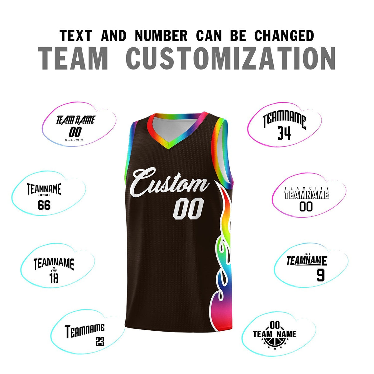 Custom Brown Side Flame Pattern Fashion Sports Uniform Basketball Jersey|KXKSHOP