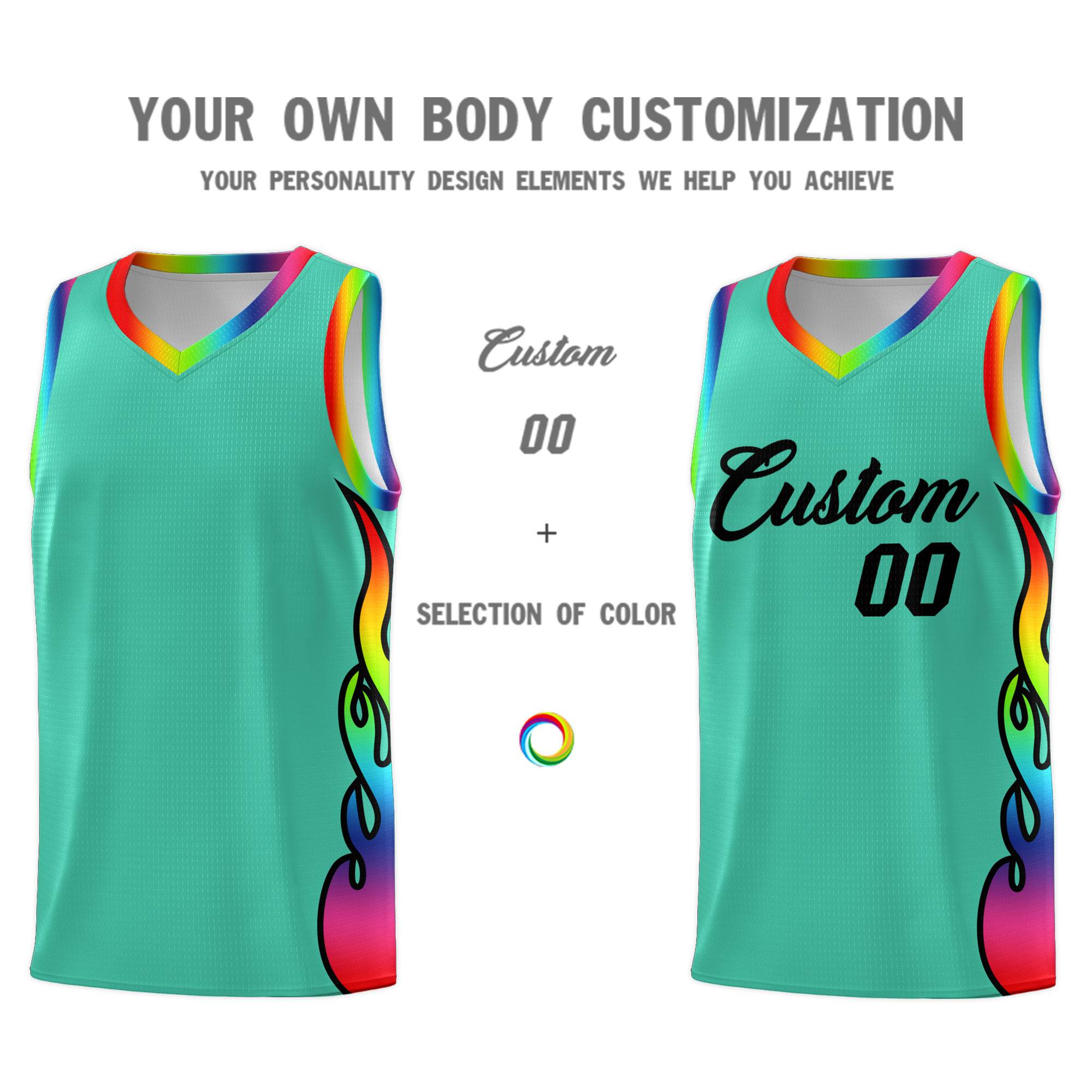 Custom Bright Green Side Flame Pattern Fashion Sports Uniform Basketball Jersey|KXKSHOP