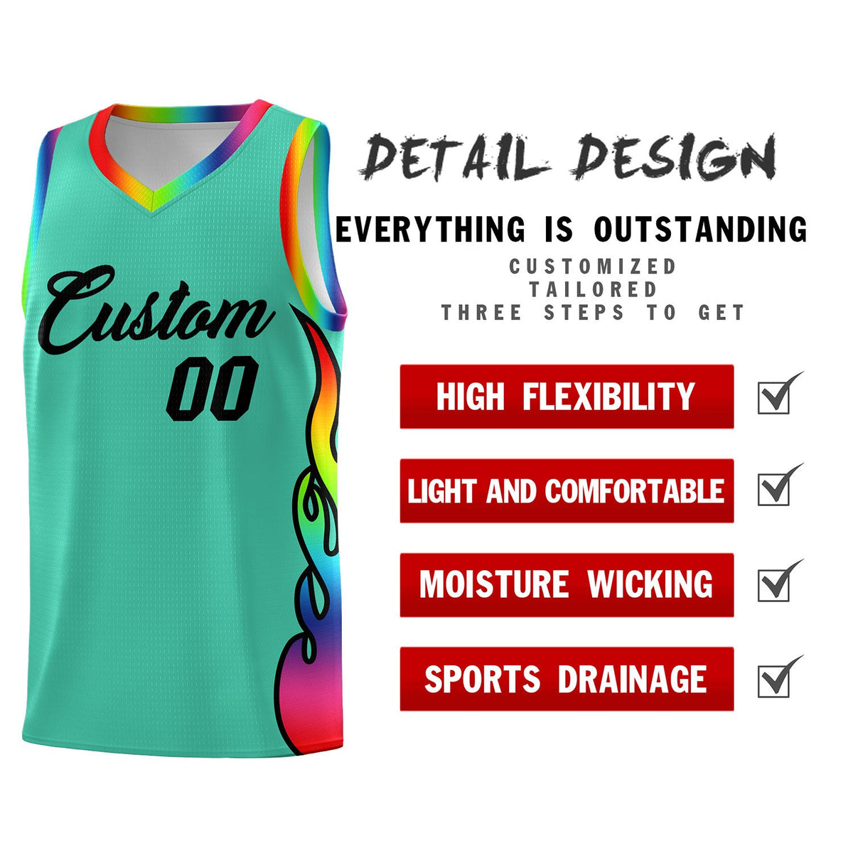 Custom Bright Green Side Flame Pattern Fashion Sports Uniform Basketball Jersey|KXKSHOP
