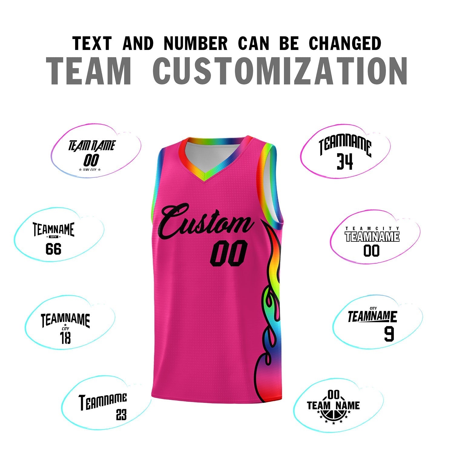 Custom Rose Red Side Flame Pattern Fashion Sports Uniform Basketball Jersey|KXKSHOP