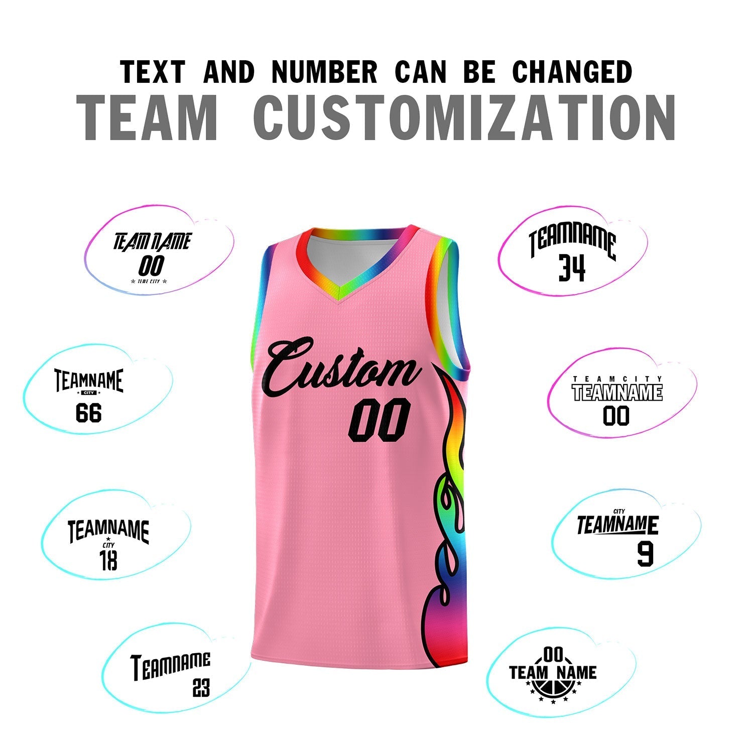 Custom Light Pink Side Flame Pattern Fashion Sports Uniform Basketball Jersey|KXKSHOP