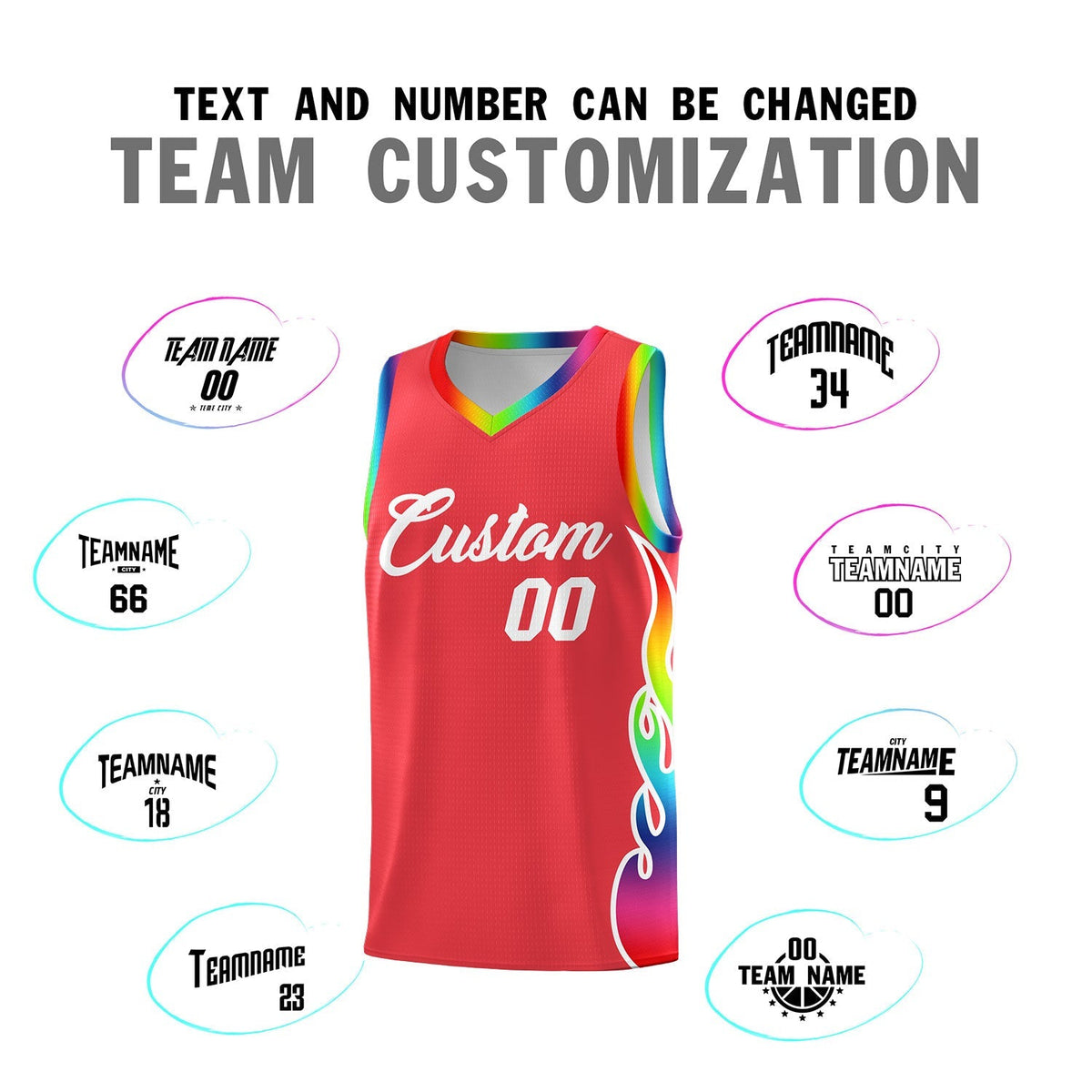 Custom Light Red Side Flame Pattern Fashion Sports Uniform Basketball Jersey|KXKSHOP