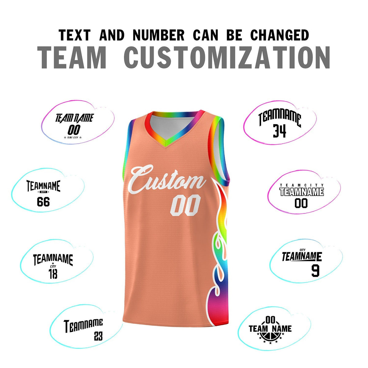 Custom Light Orange Side Flame Pattern Fashion Sports Uniform Basketball Jersey|KXKSHOP