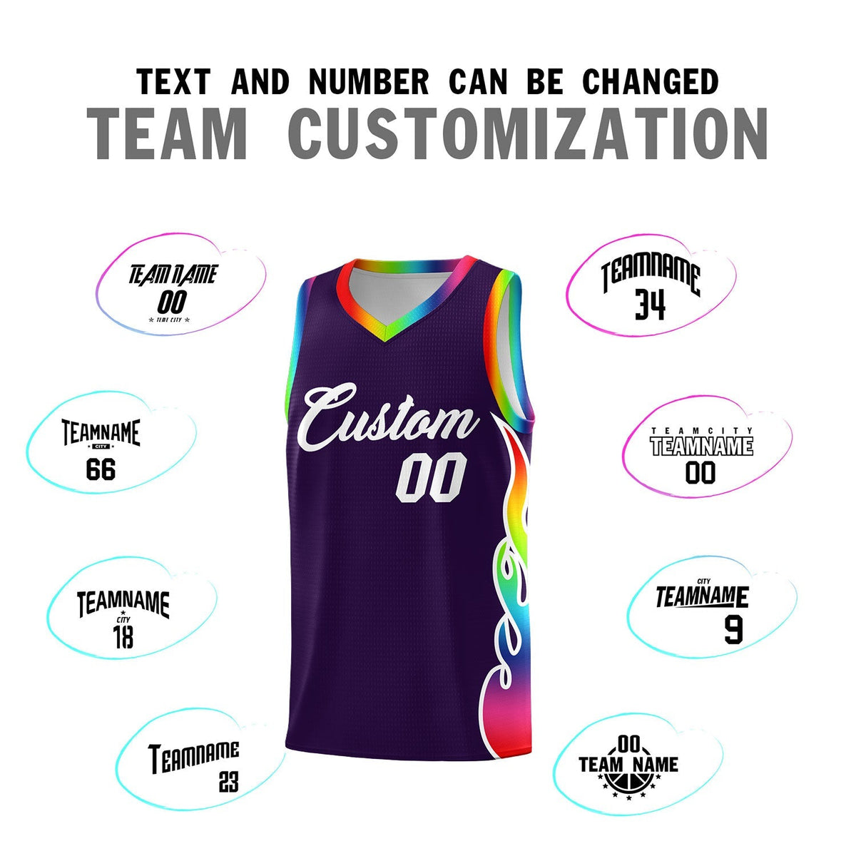 Custom Purple Side Flame Pattern Fashion Sports Uniform Basketball Jersey|KXKSHOP