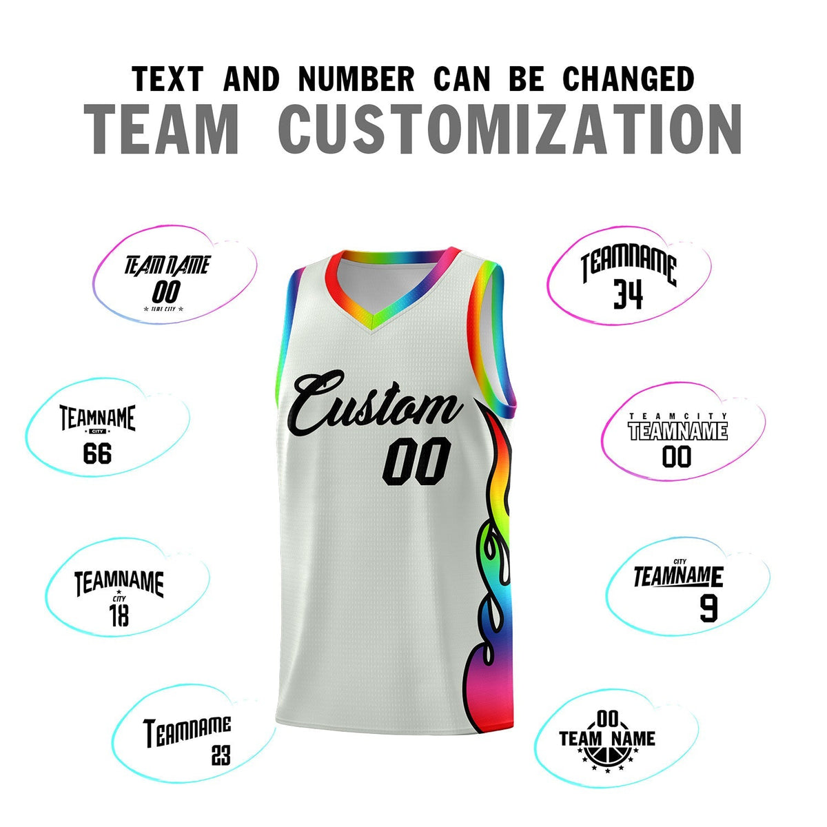 Custom Gray Side Flame Pattern Fashion Sports Uniform Basketball Jersey|KXKSHOP