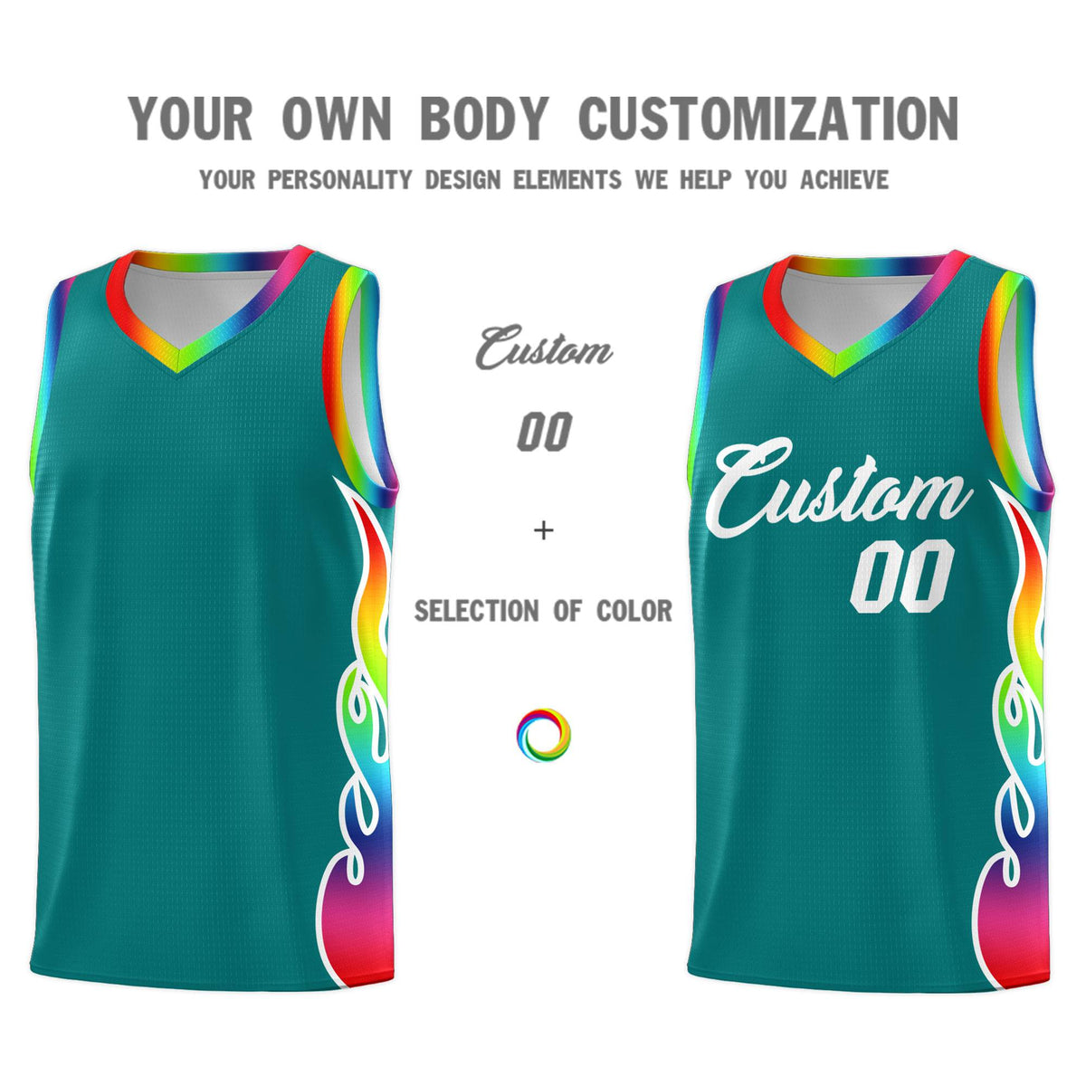Custom Aqua Side Flame Pattern Fashion Sports Uniform Basketball Jersey|KXKSHOP