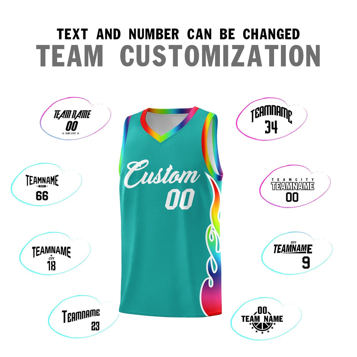 Custom Aqua Side Flame Pattern Fashion Sports Uniform Basketball Jersey|KXKSHOP