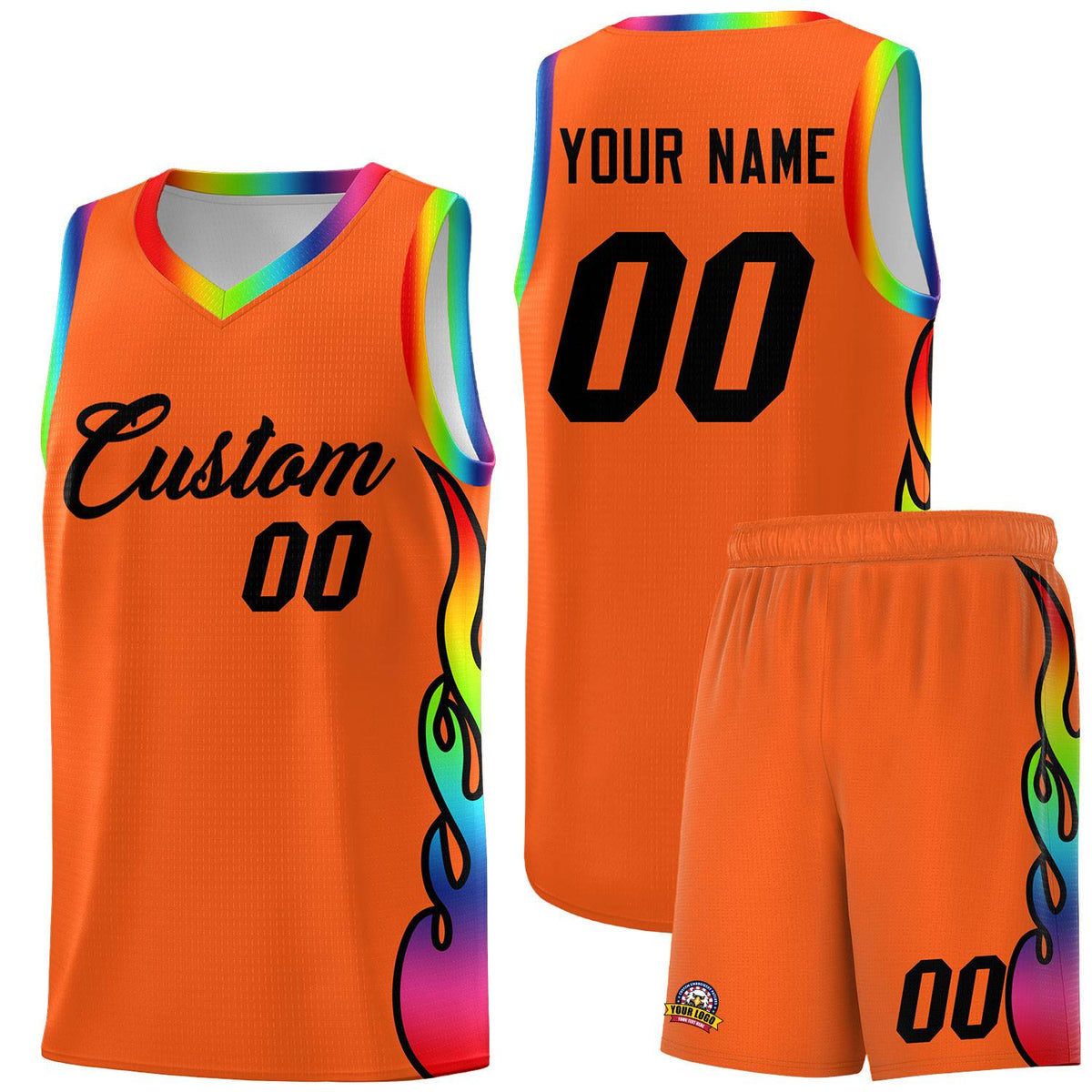 Custom Texas Orange Side Flame Pattern Fashion Sports Uniform Basketball Jersey|KXKSHOP