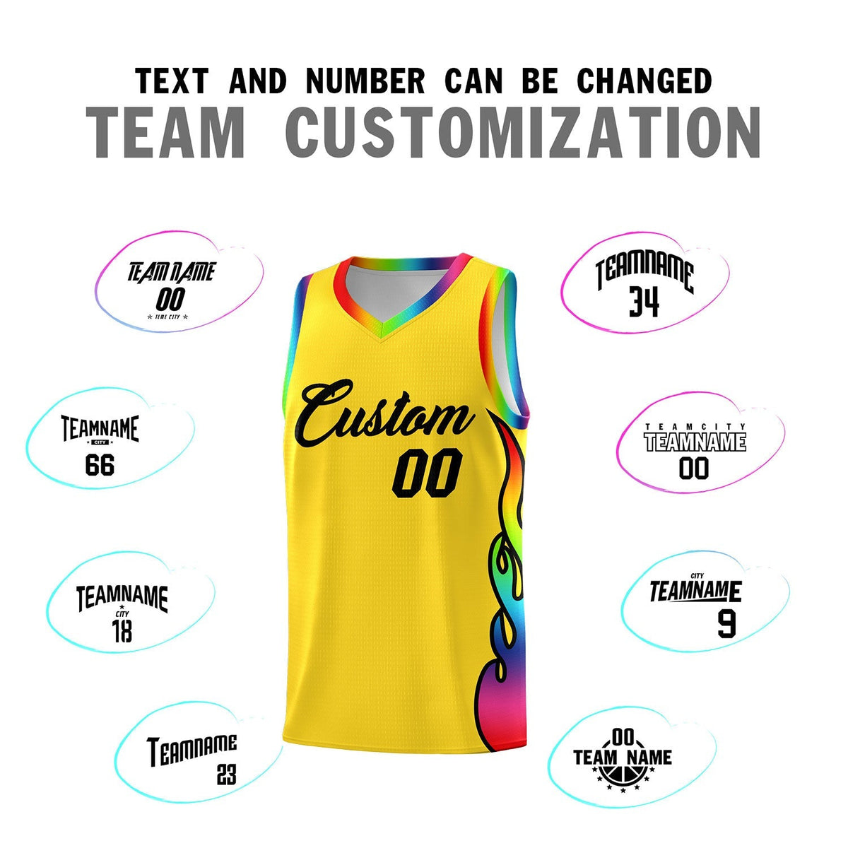 Custom Gold Side Flame Pattern Fashion Sports Uniform Basketball Jersey|KXKSHOP