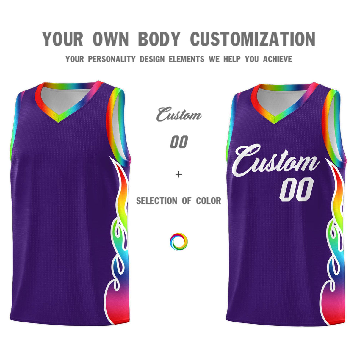Custom Purple Side Flame Pattern Fashion Sports Uniform Basketball Jersey|KXKSHOP