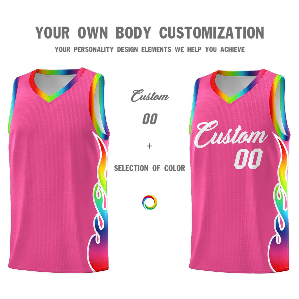 Custom Pink Side Flame Pattern Fashion Sports Uniform Basketball Jersey|KXKSHOP