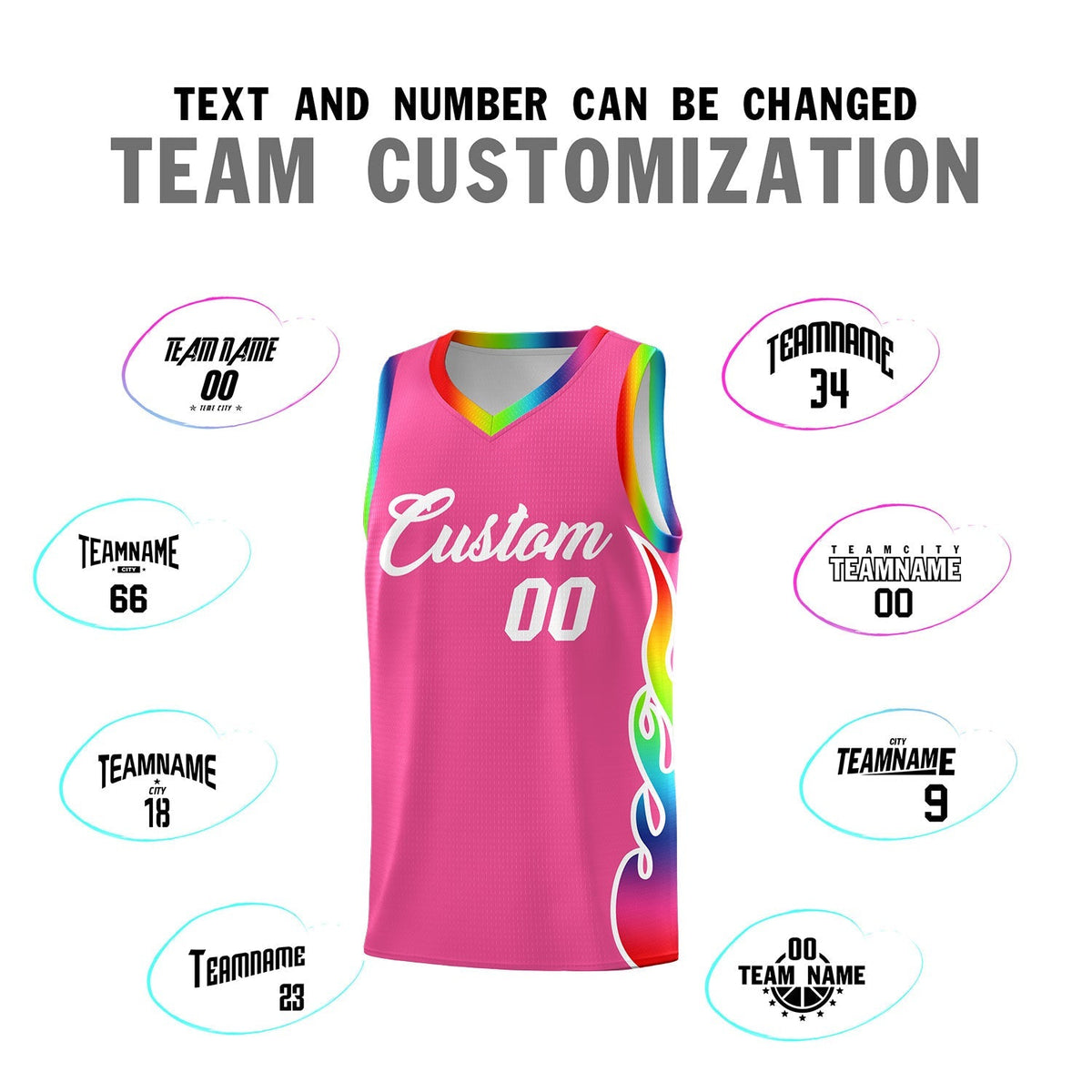 Custom Pink Side Flame Pattern Fashion Sports Uniform Basketball Jersey|KXKSHOP