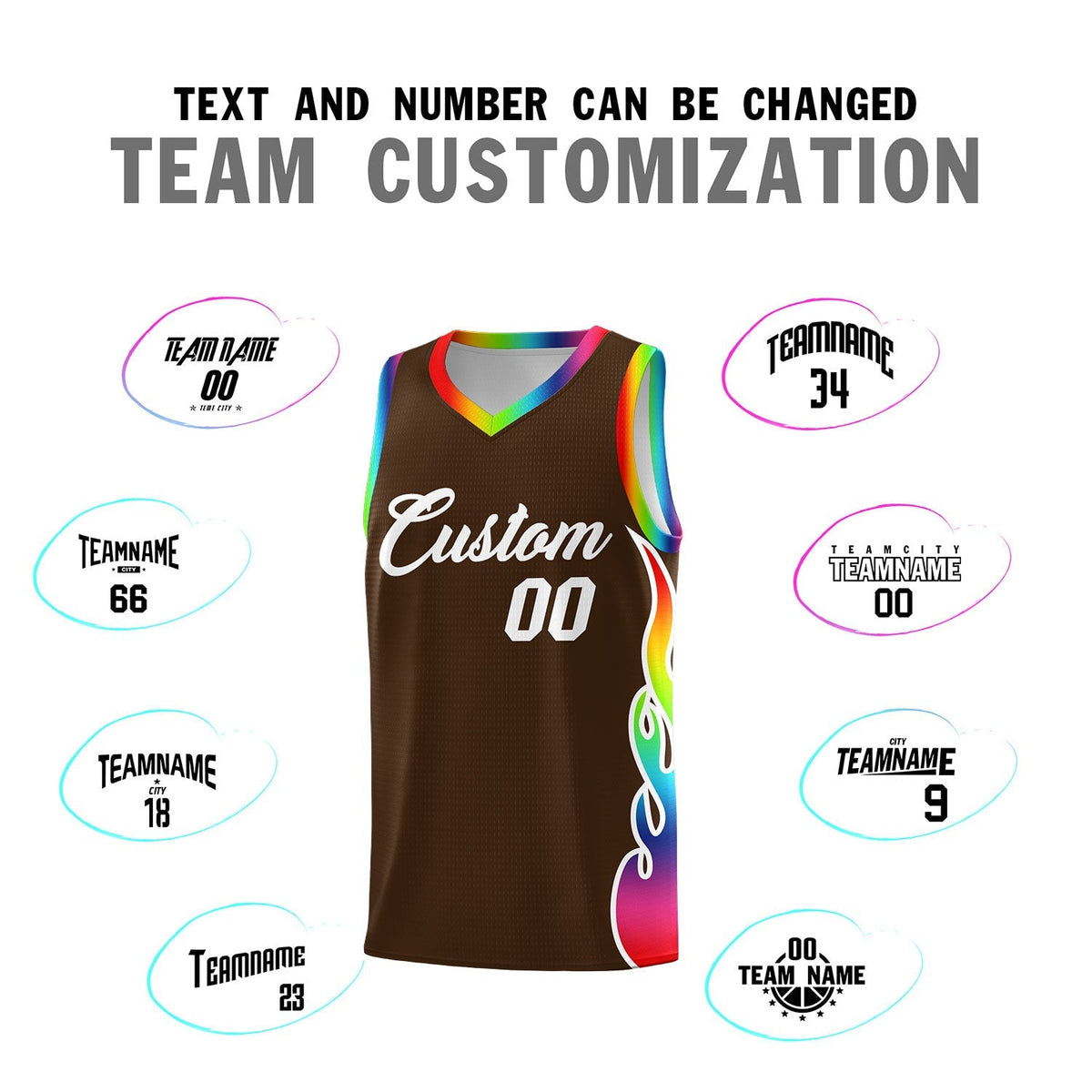 Custom Brown Side Flame Pattern Fashion Sports Uniform Basketball Jersey|KXKSHOP