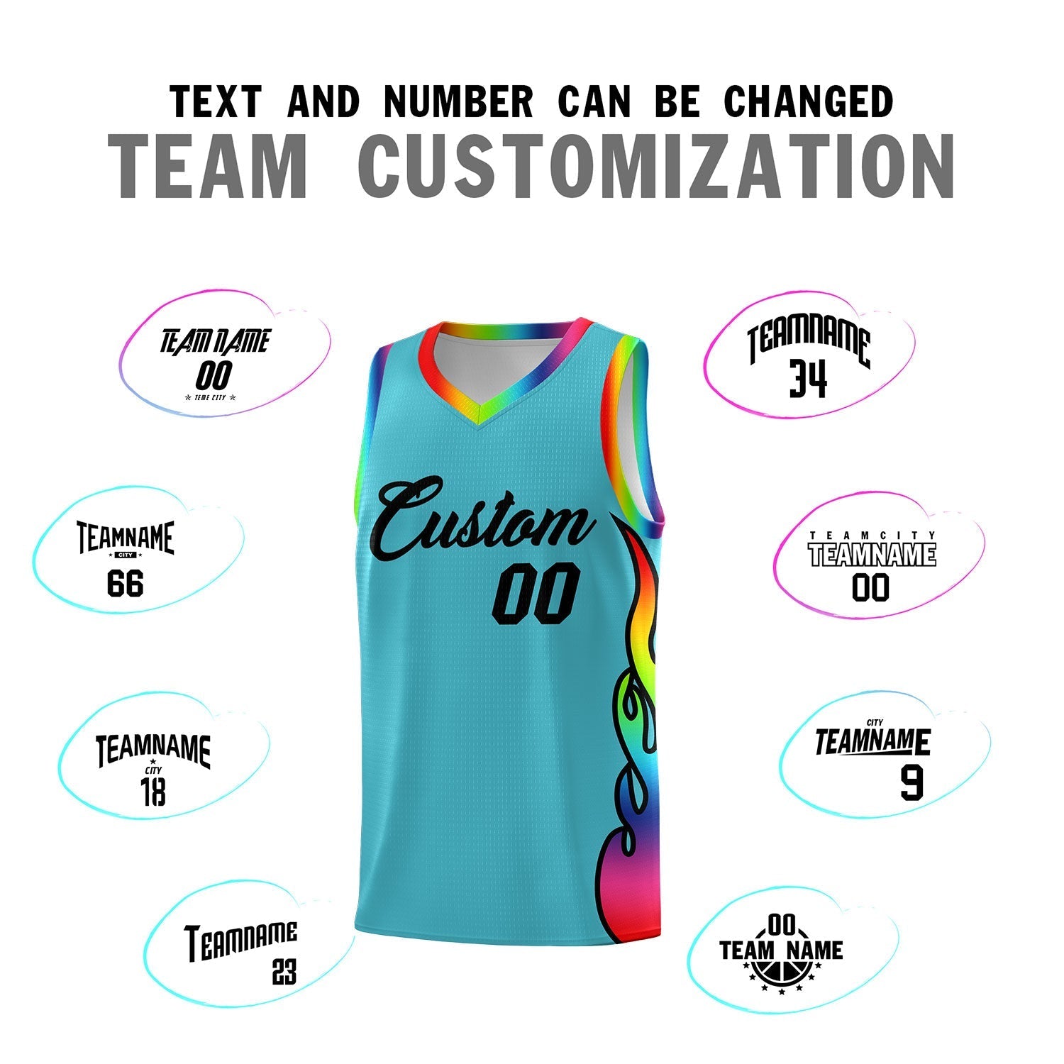 Custom Sky Blue Side Flame Pattern Fashion Sports Uniform Basketball Jersey|KXKSHOP