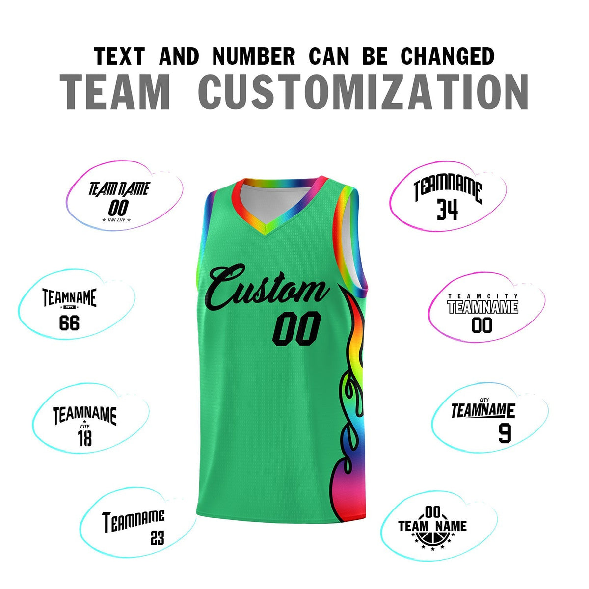 Custom Kelly Green Side Flame Pattern Fashion Sports Uniform Basketball Jersey|KXKSHOP