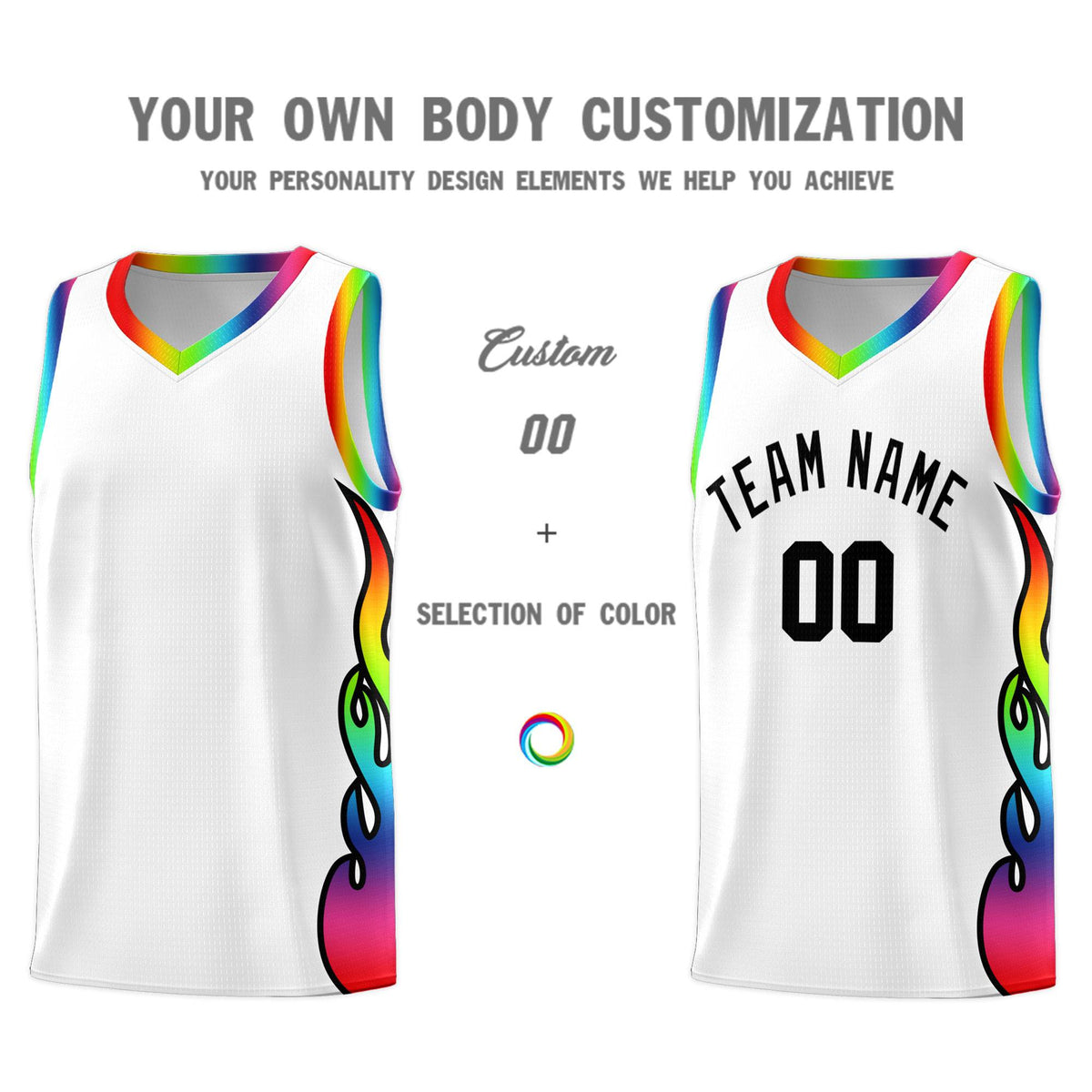 Custom White Side Flame Pattern Fashion Sports Uniform Basketball Jersey|KXKSHOP