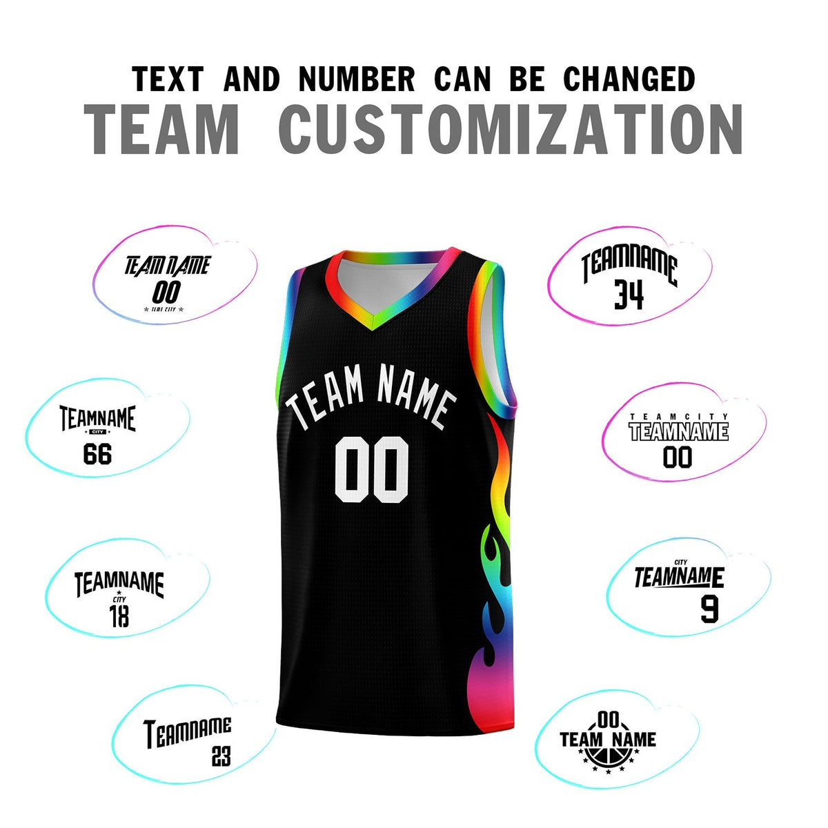 Custom Black Side Flame Pattern Fashion Sports Uniform Basketball Jersey|KXKSHOP